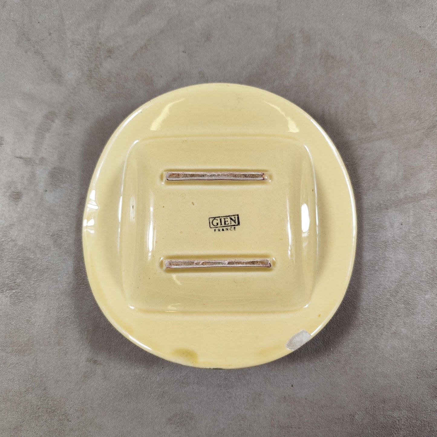 RARE Cendrier ramasse monnaie en céramique jaune Suze par GIEN Made in France Vintage 1970