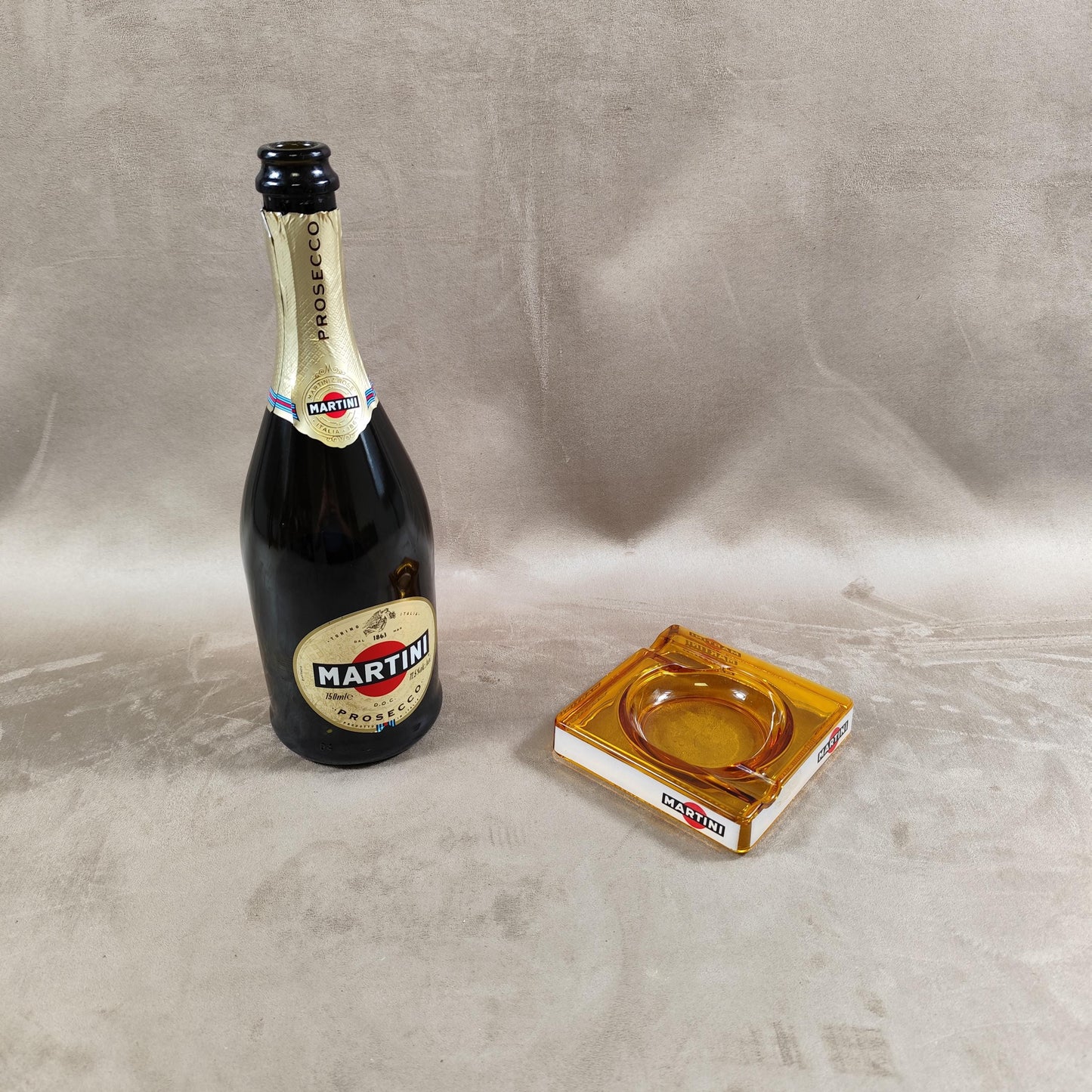 Cendrier Martini en verre ambre Made in Italy Vintage 1980