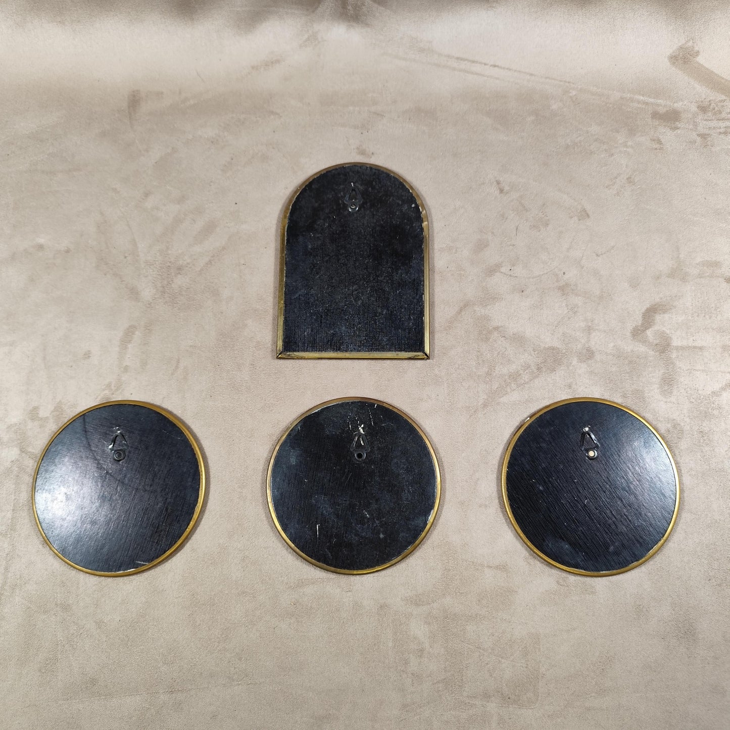 Lot de 4 miroirs en laiton Made in France Vintage 1970