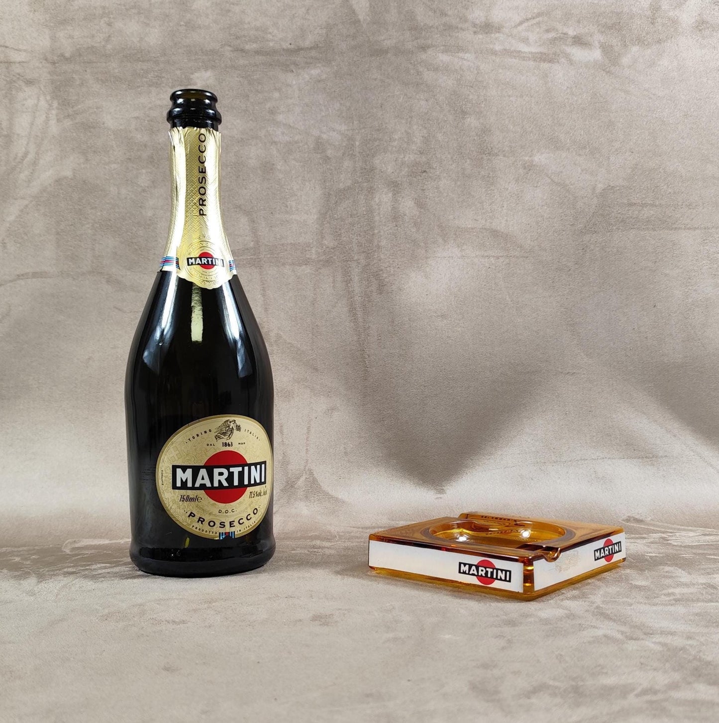 Cendrier Martini en verre ambre Made in Italy Vintage 1980