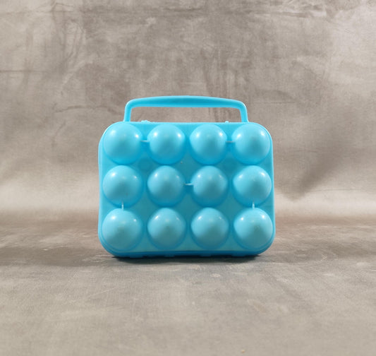 Boite à oeufs pour 12 oeufs en plastique bleu Syla Made in France Vintage 1970