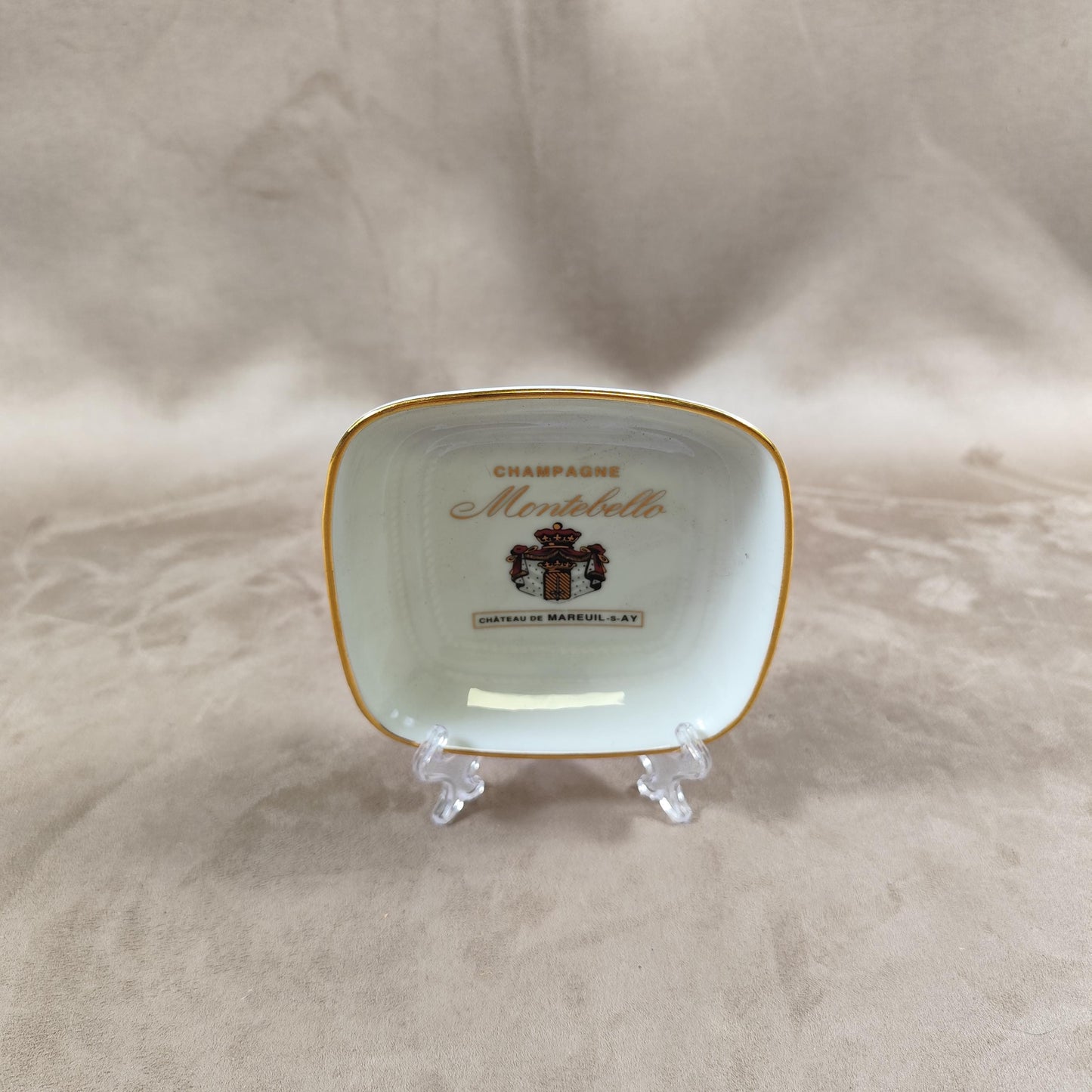 RARE Cendrier champagne Montebello en porcelaine par Limoges Made in France Vintage 1960
