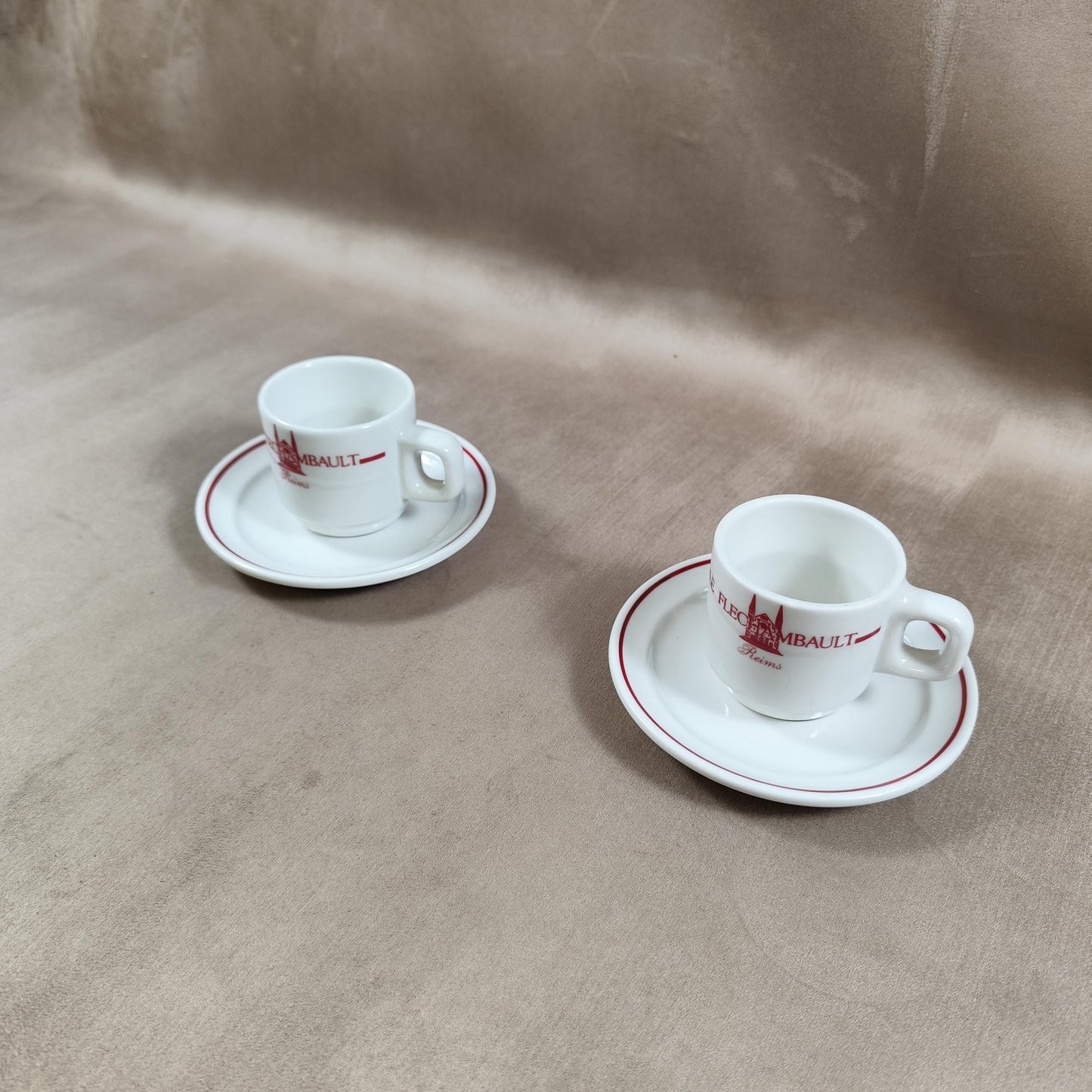 Lot de 2 tasses Flechambault Restaurant Reims Made in France Vintage 1970