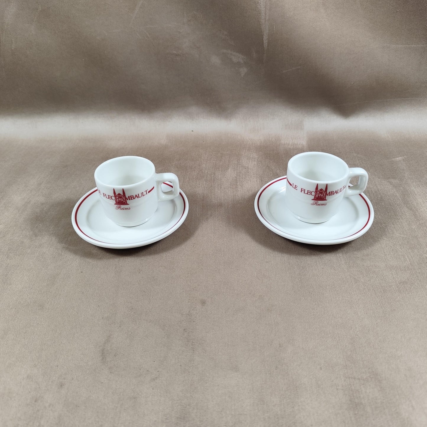 Lot de 2 tasses Flechambault Restaurant Reims Made in France Vintage 1970