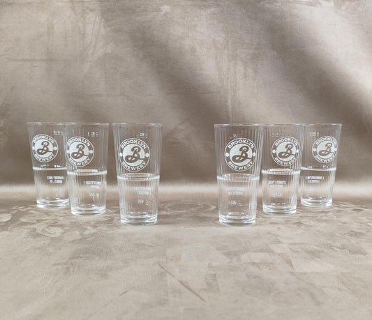 Lot de 6 verres à bière Brooklyn Brewery Made in France Vintage 1990