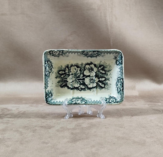 Porte savon en faïence à décor de fleur par Jardinière Hamage Nord Made in France Vintage 1900