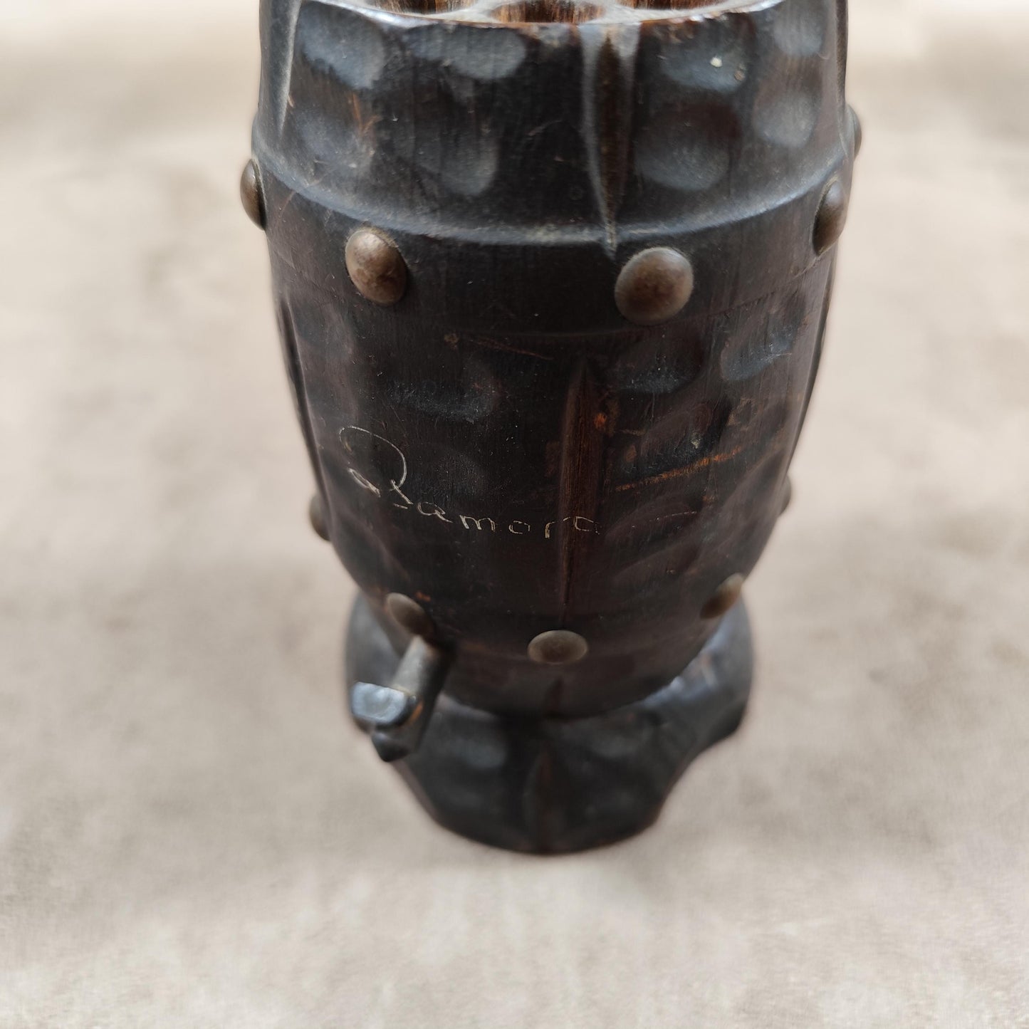 Distributeur boite à cigarette en bois en forme de tonneau vintage Made in France