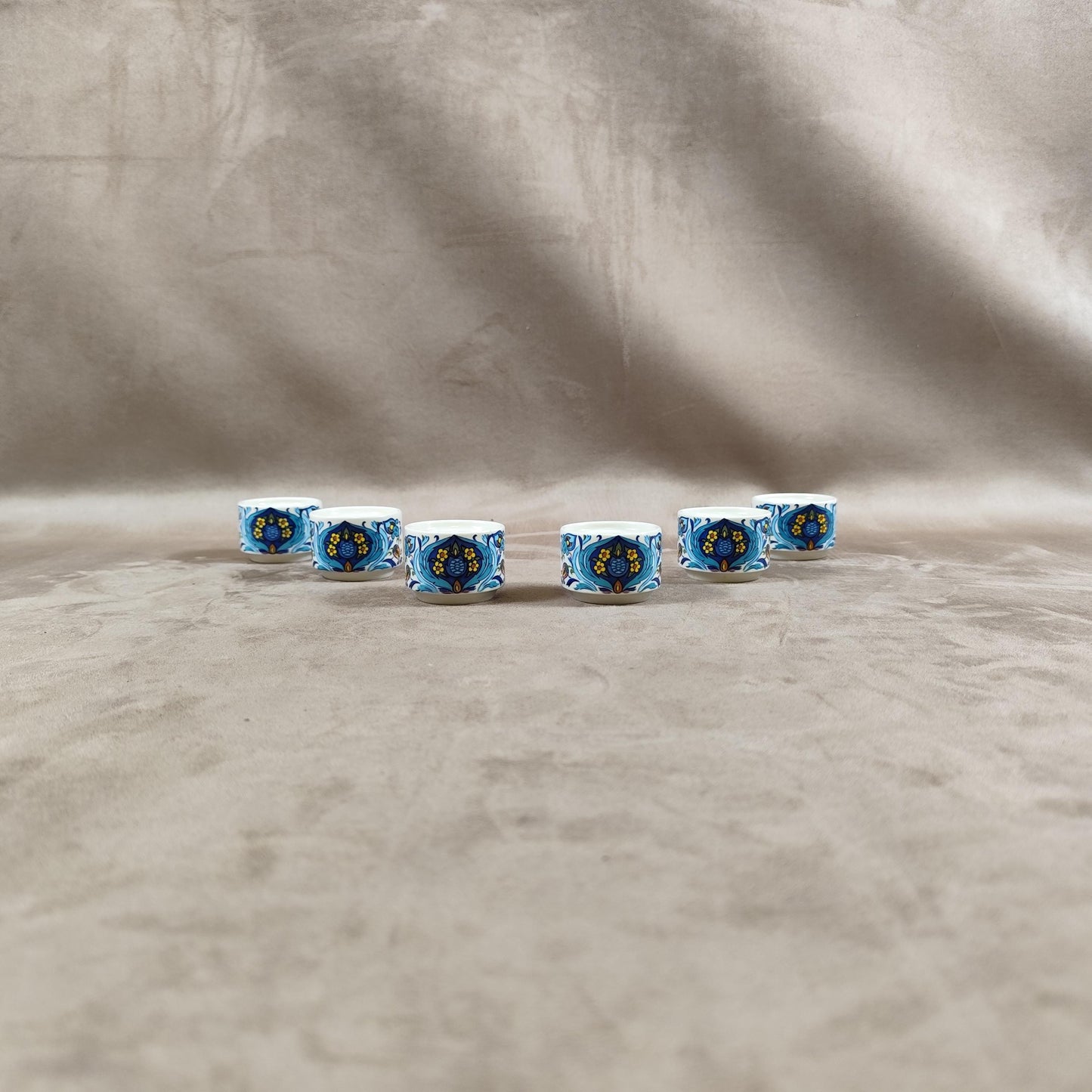 Lot de 6 coquetiers Villeroy & Boch modèle Izmir en faience vintage Made in Luxembourg 1980