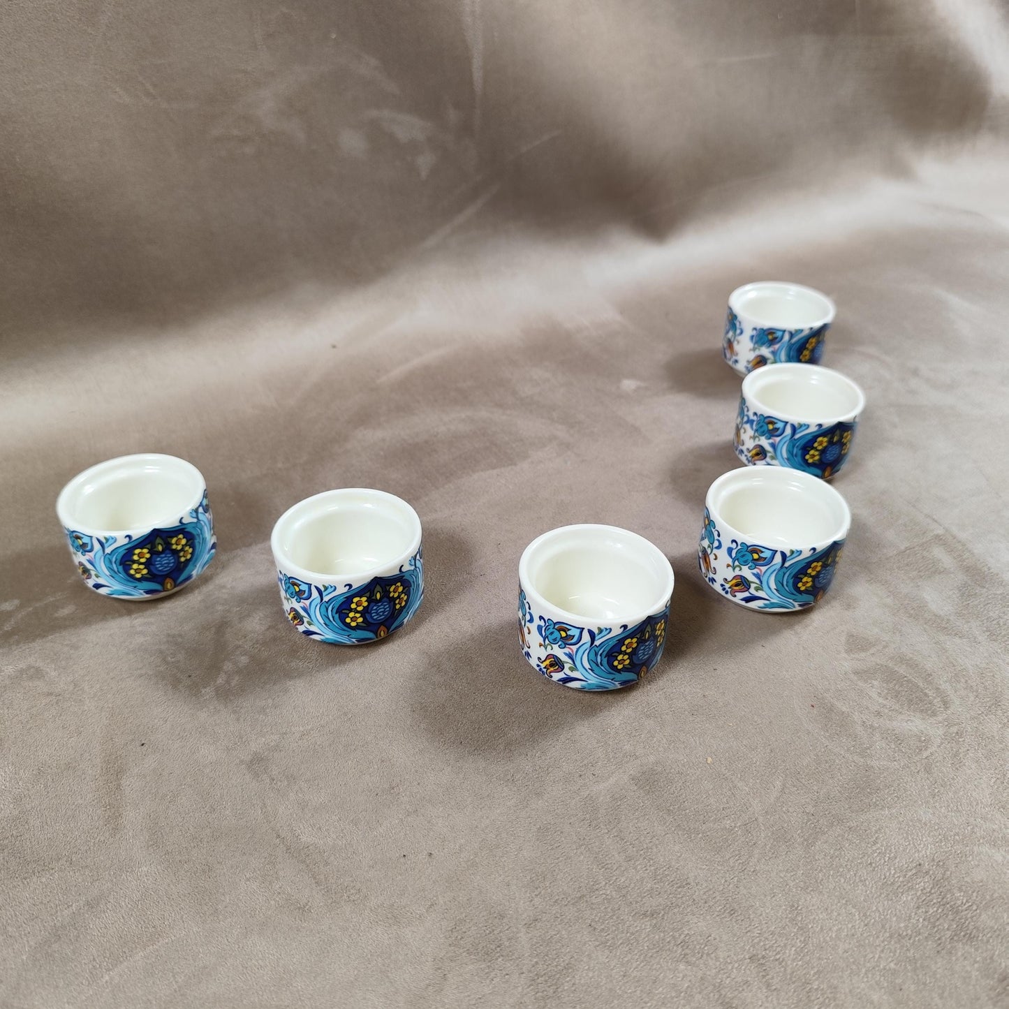 Lot de 6 coquetiers Villeroy & Boch modèle Izmir en faience vintage Made in Luxembourg 1980