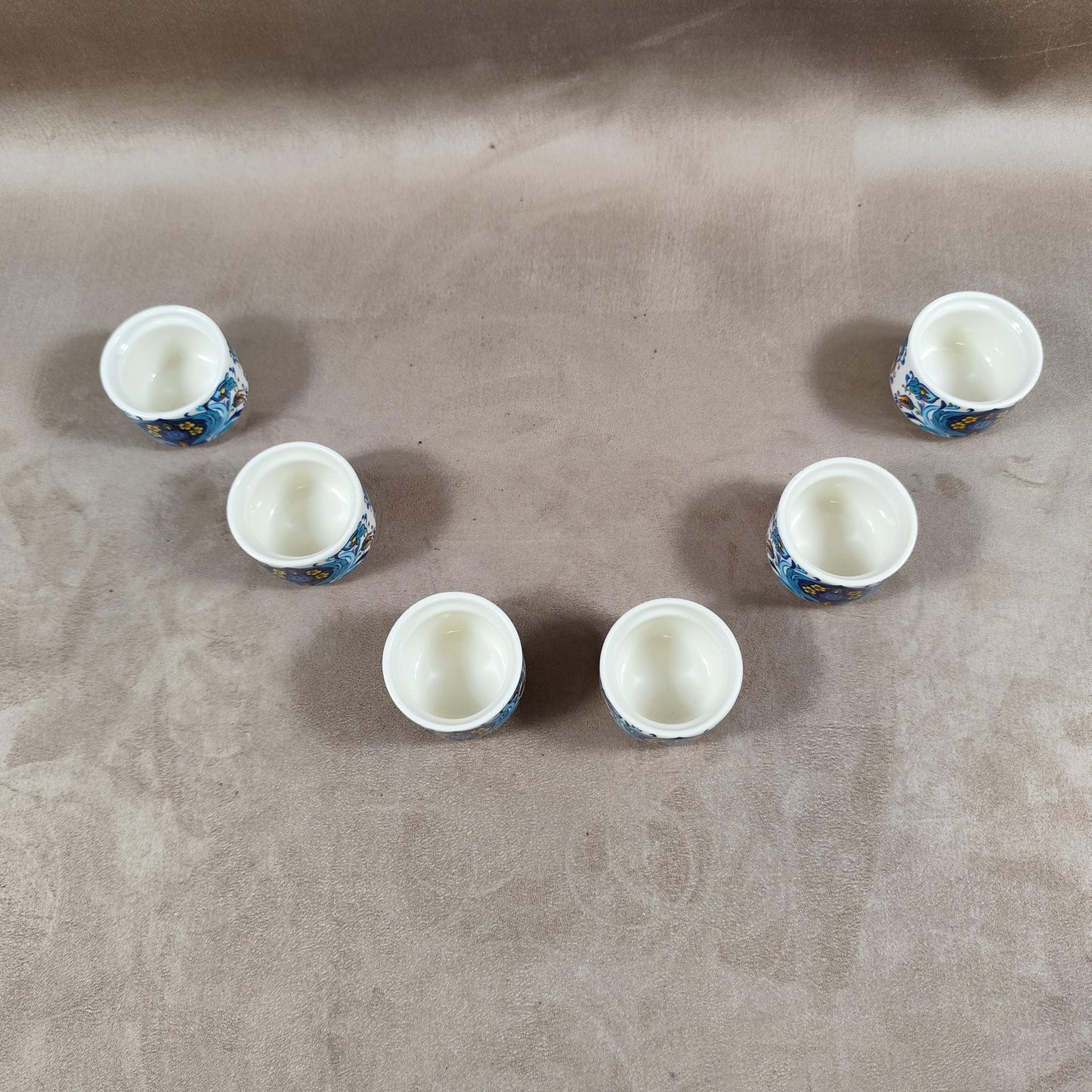 Lot de 6 coquetiers Villeroy & Boch modèle Izmir en faience vintage Made in Luxembourg 1980