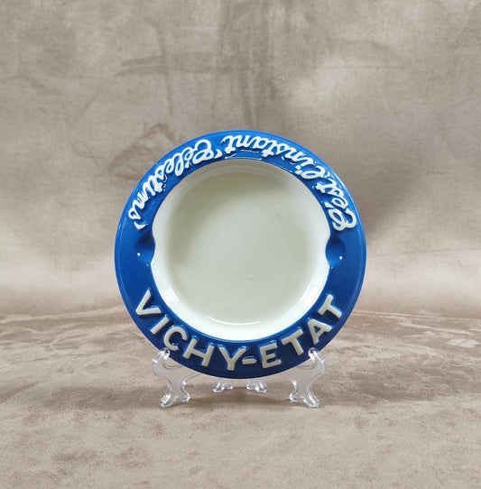 Cendrier publicitaire en faience Vichy Etat C'est l'instant "Célestins" Made in France Vintage 1980