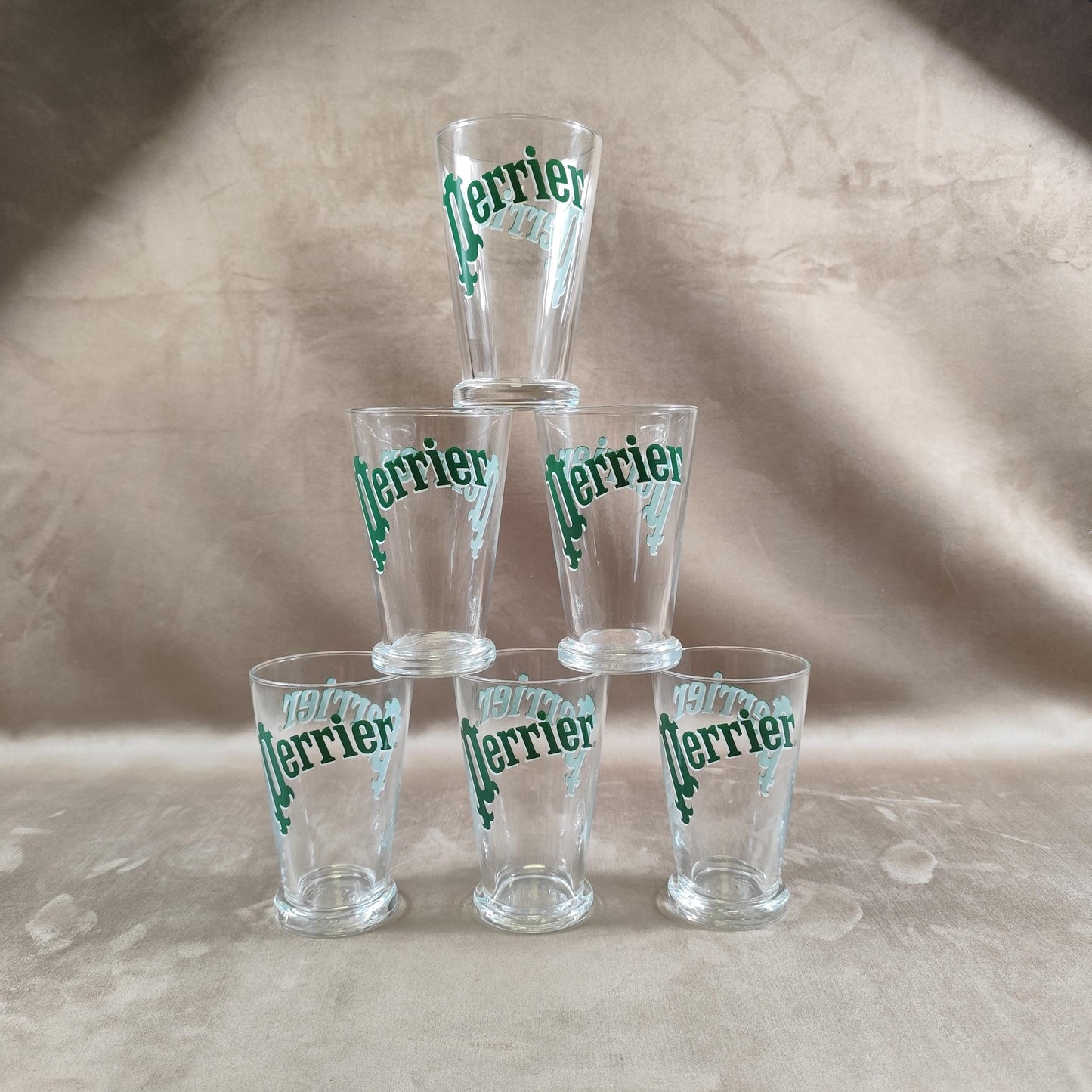 Lot 6 verres Perrier eau gazeuse Made in France Vintage 1980