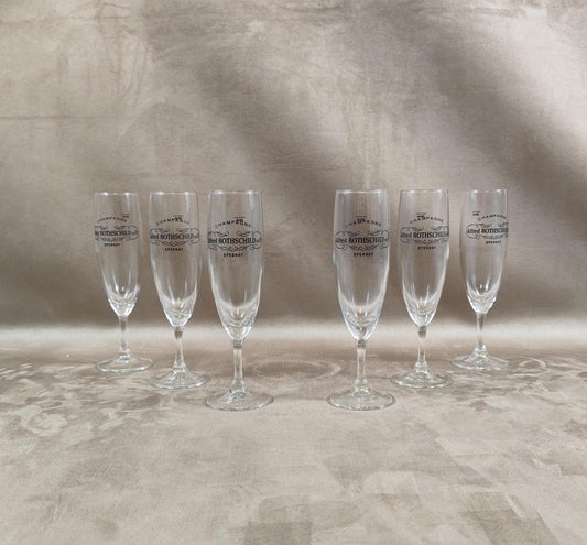 Lot de 6 flutes Champagne Alfred Rothschild en verre vintage Made in France 1980