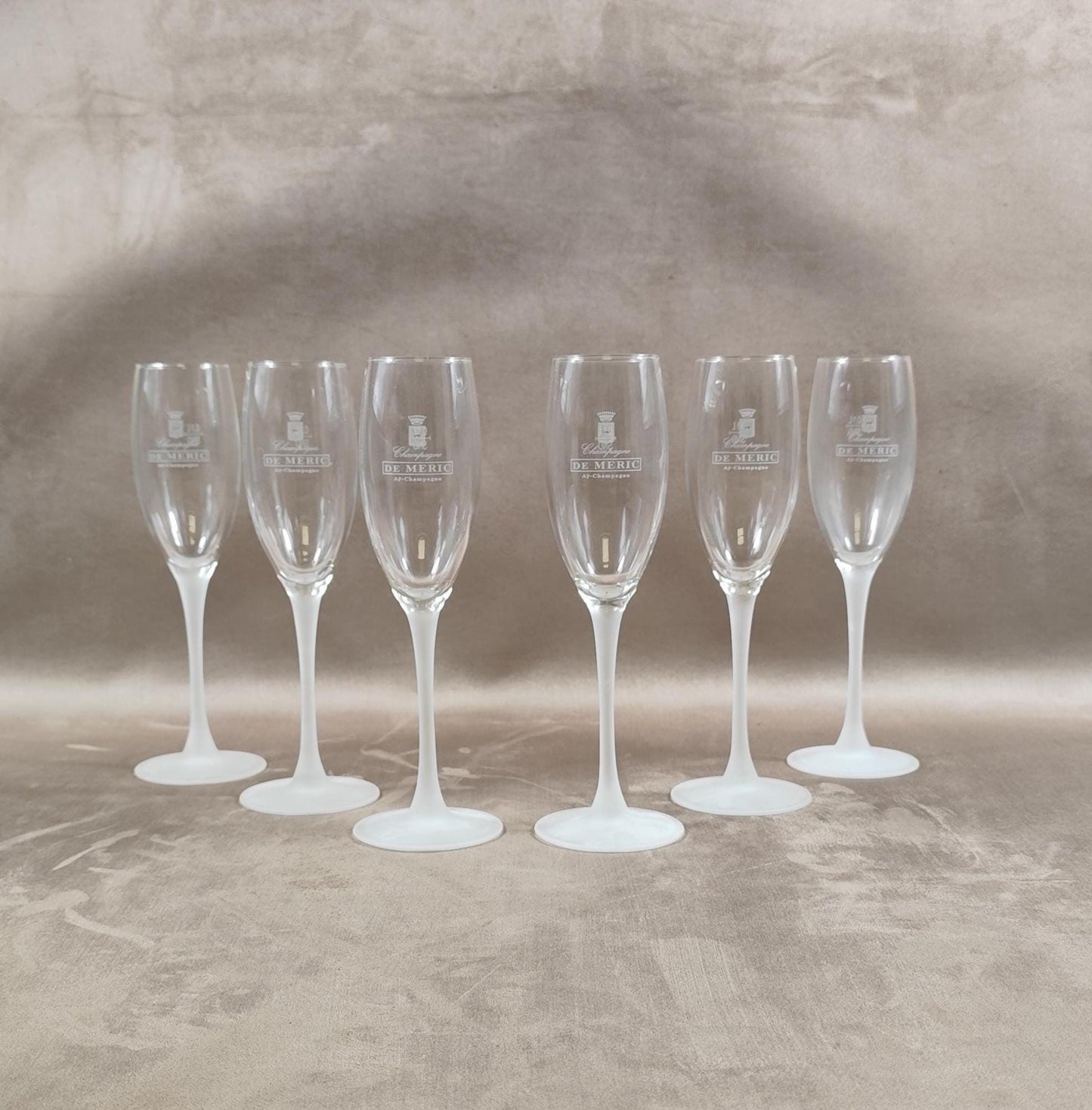 Lot de 6 flutes en verre Champagne DE MERIC Made in France Vintage 1980