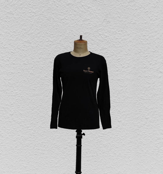 Tee shirt Veuve Clicquot noir manche longue femme 100% coton taille S impression France Vintage 2000