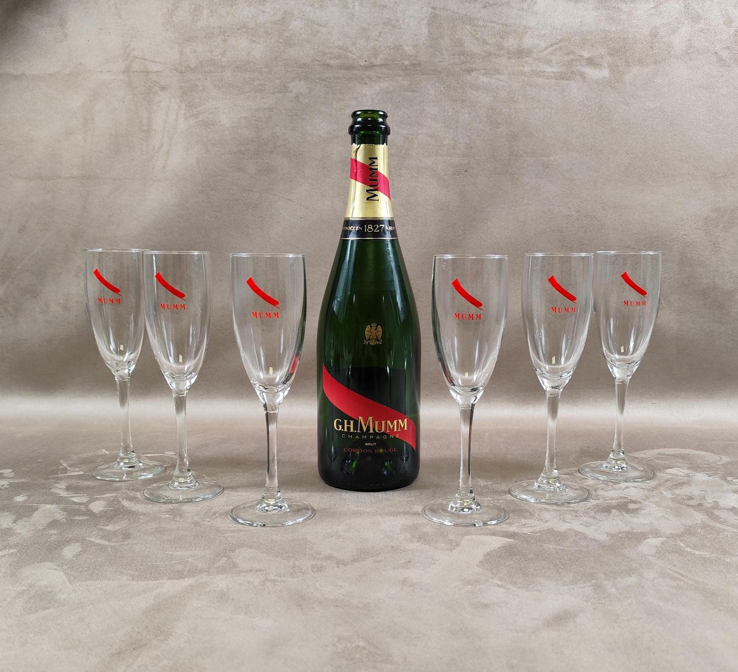 Lot de 6 flutes à champagne MUMM Made in France Vintage 1980