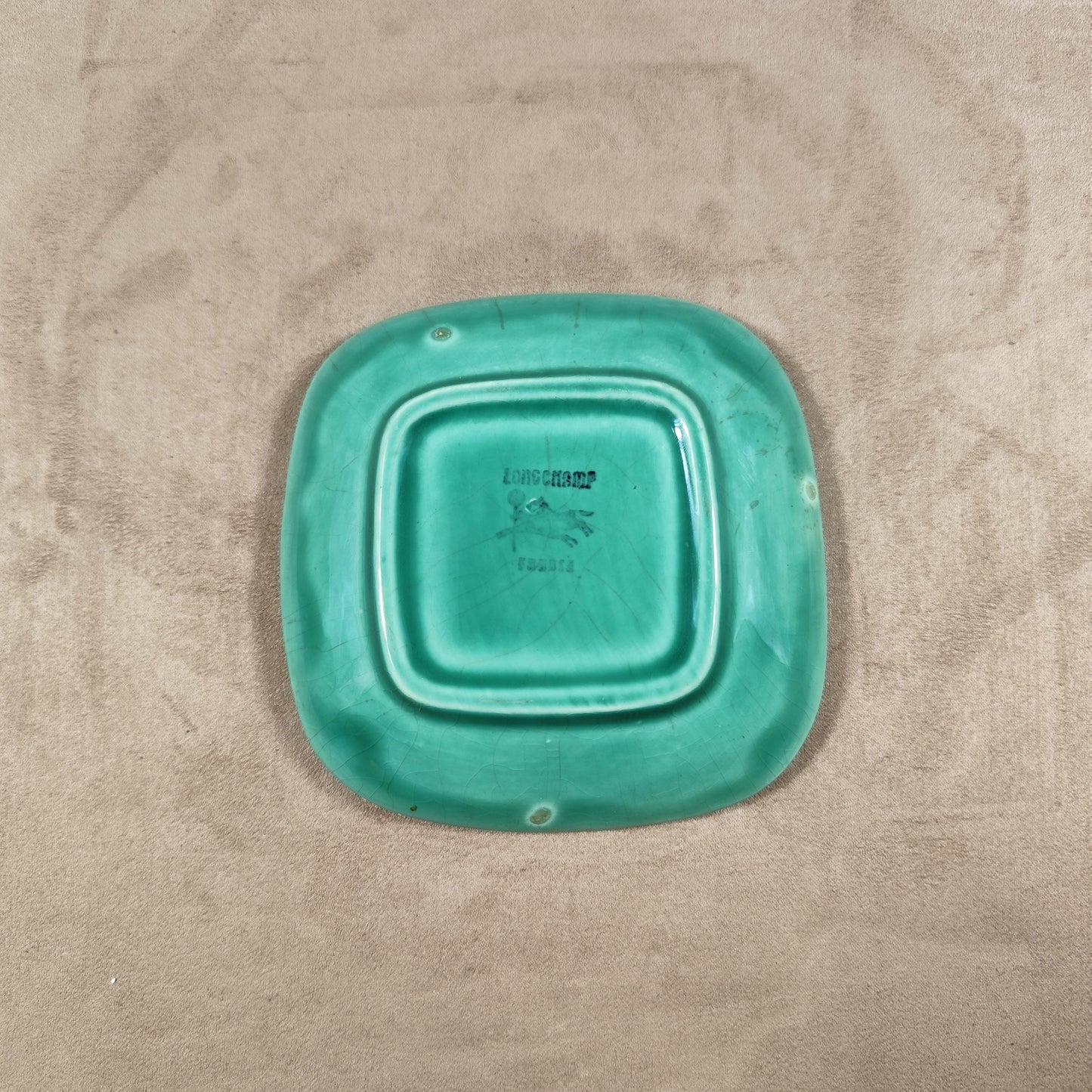 Cendrier Royale Menthol en faience verte Longchamp Made in France Vintage 1960