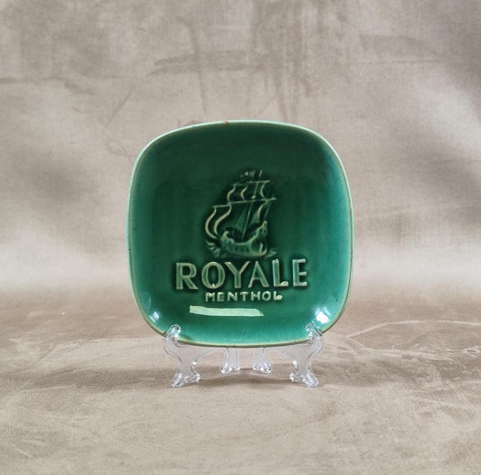 Cendrier Royale Menthol en faience verte Longchamp Made in France Vintage 1960