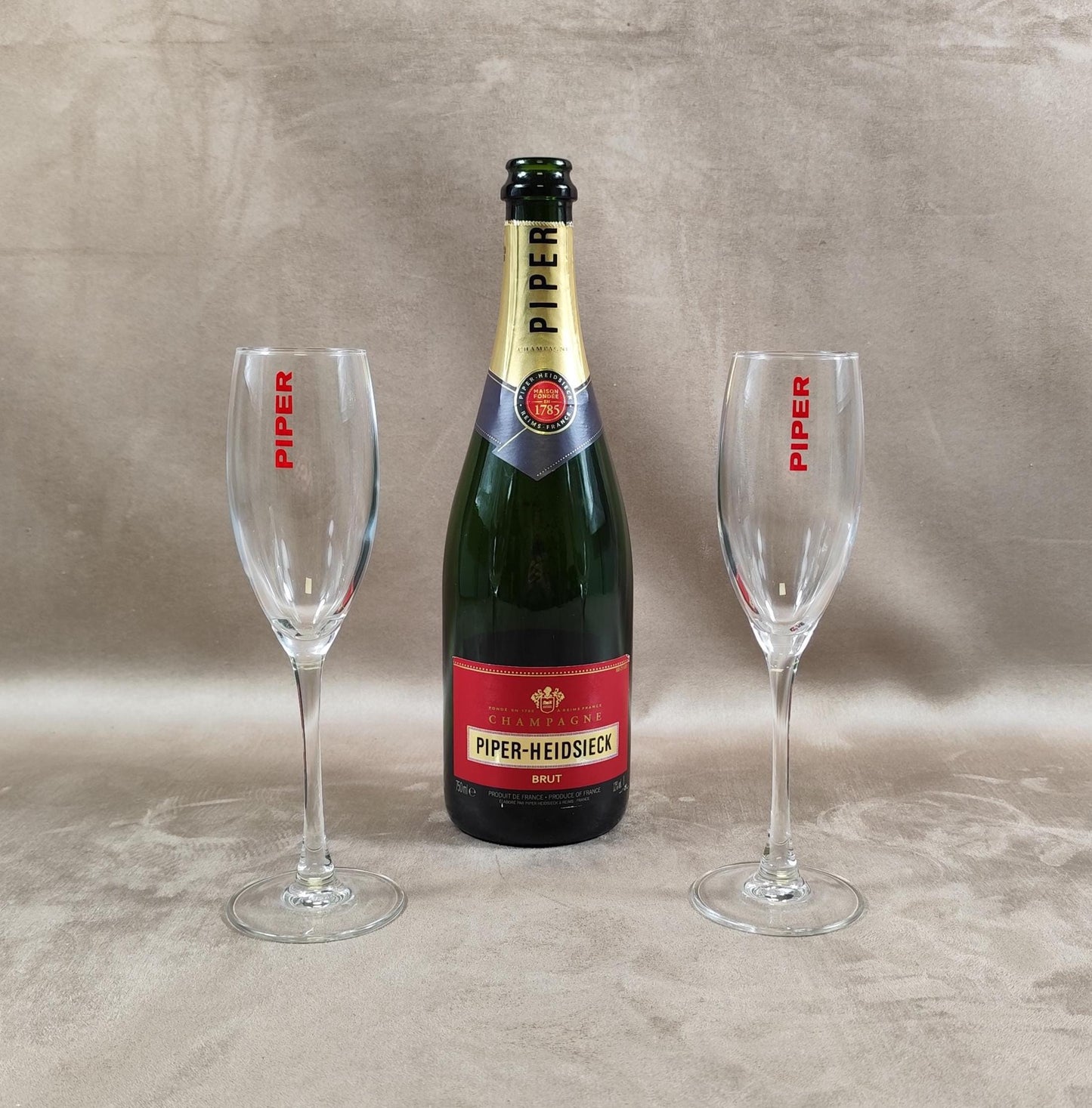 Lot de 2 flûtes à Champagne Piper-Heidsieck Made in France Vintage 1990
