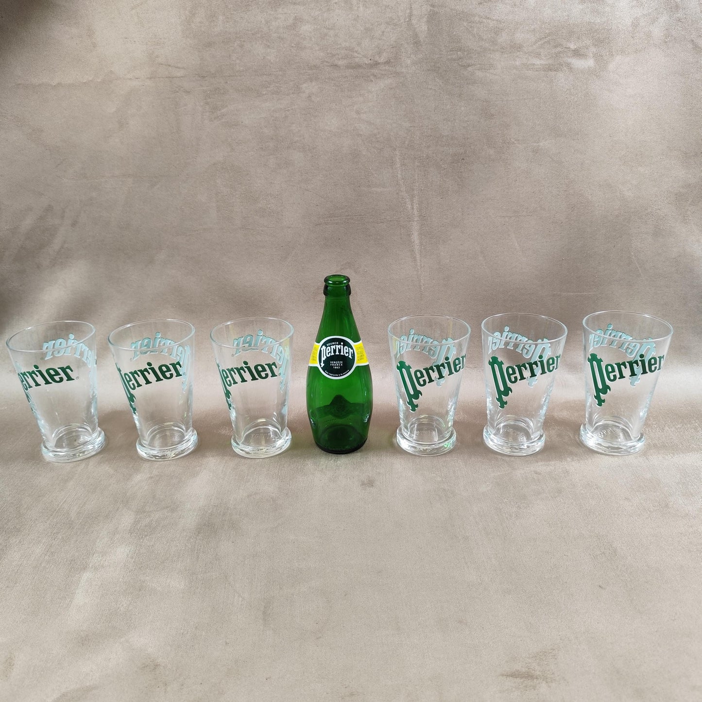 Lot 6 verres Perrier eau gazeuse Made in France Vintage 1980