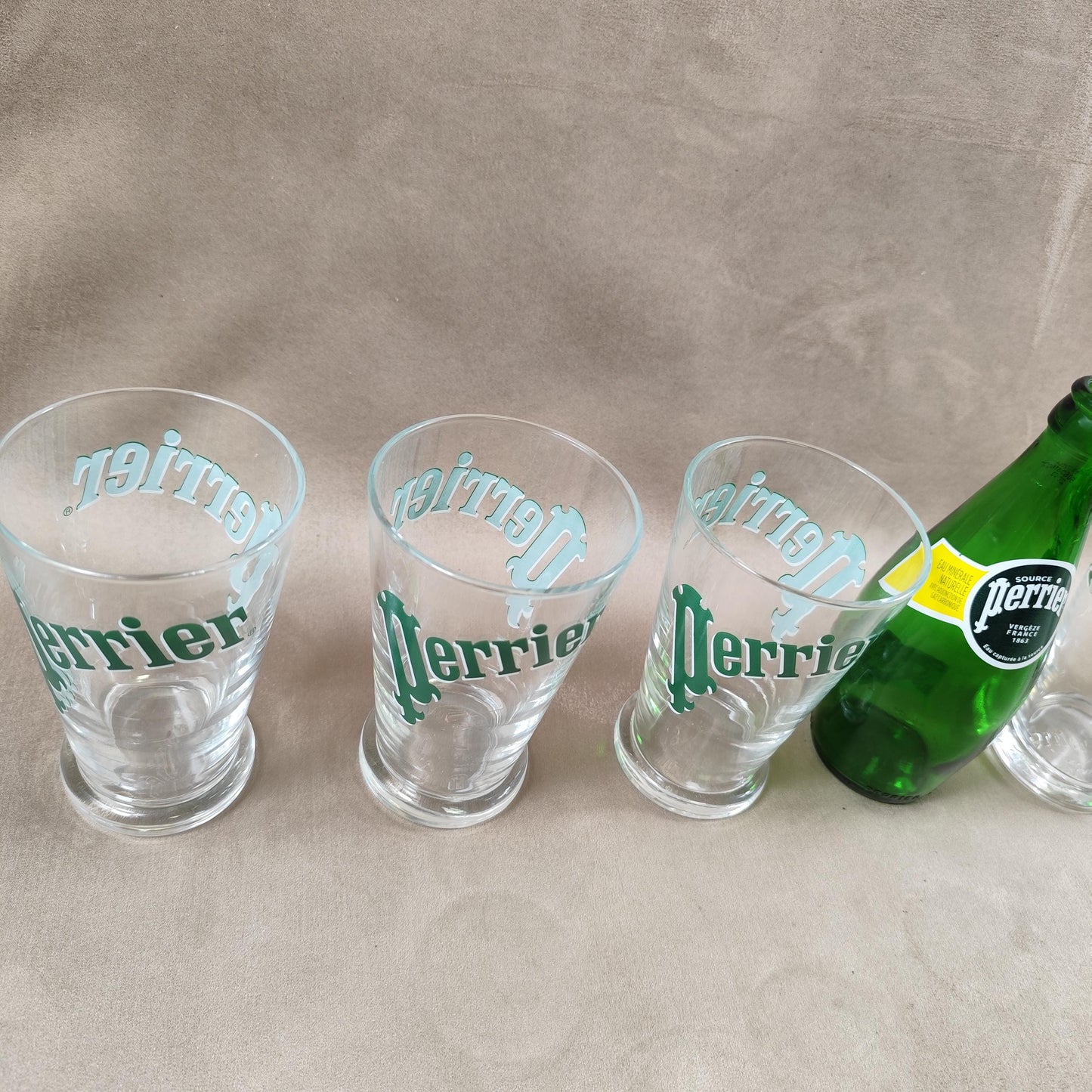 Lot 6 verres Perrier eau gazeuse Made in France Vintage 1980