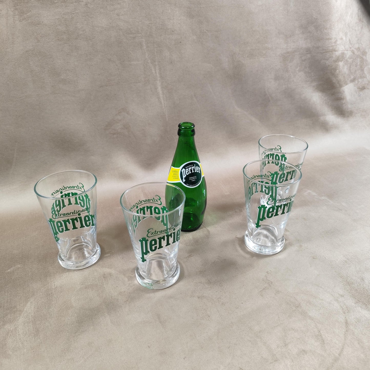 Lot 4 verres Perrier "Extraordinaire" eau gazeuse Made in France Vintage 1980