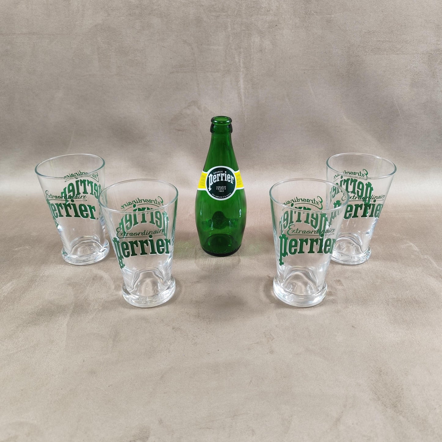 Lot 4 verres Perrier "Extraordinaire" eau gazeuse Made in France Vintage 1980