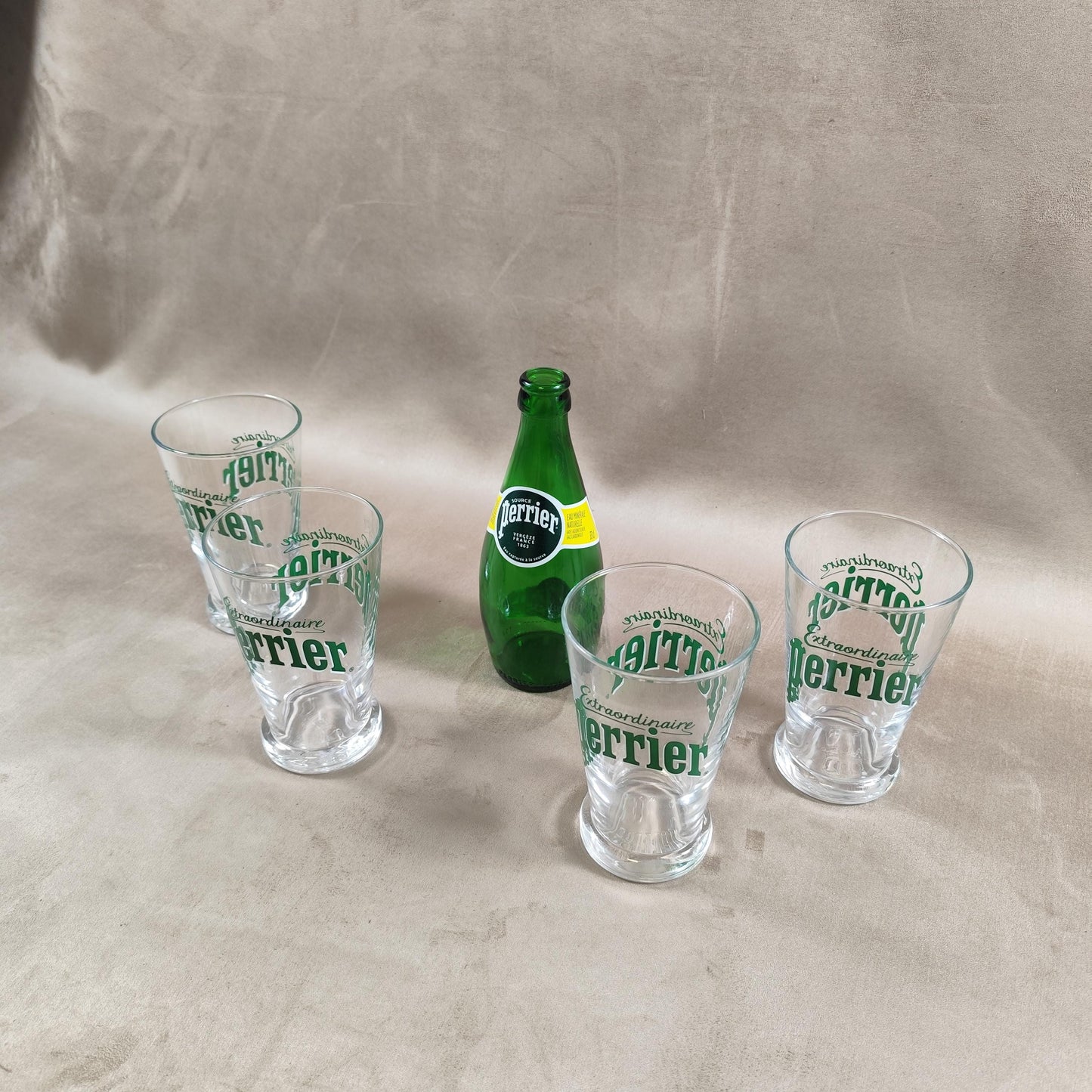 Lot 4 verres Perrier "Extraordinaire" eau gazeuse Made in France Vintage 1980