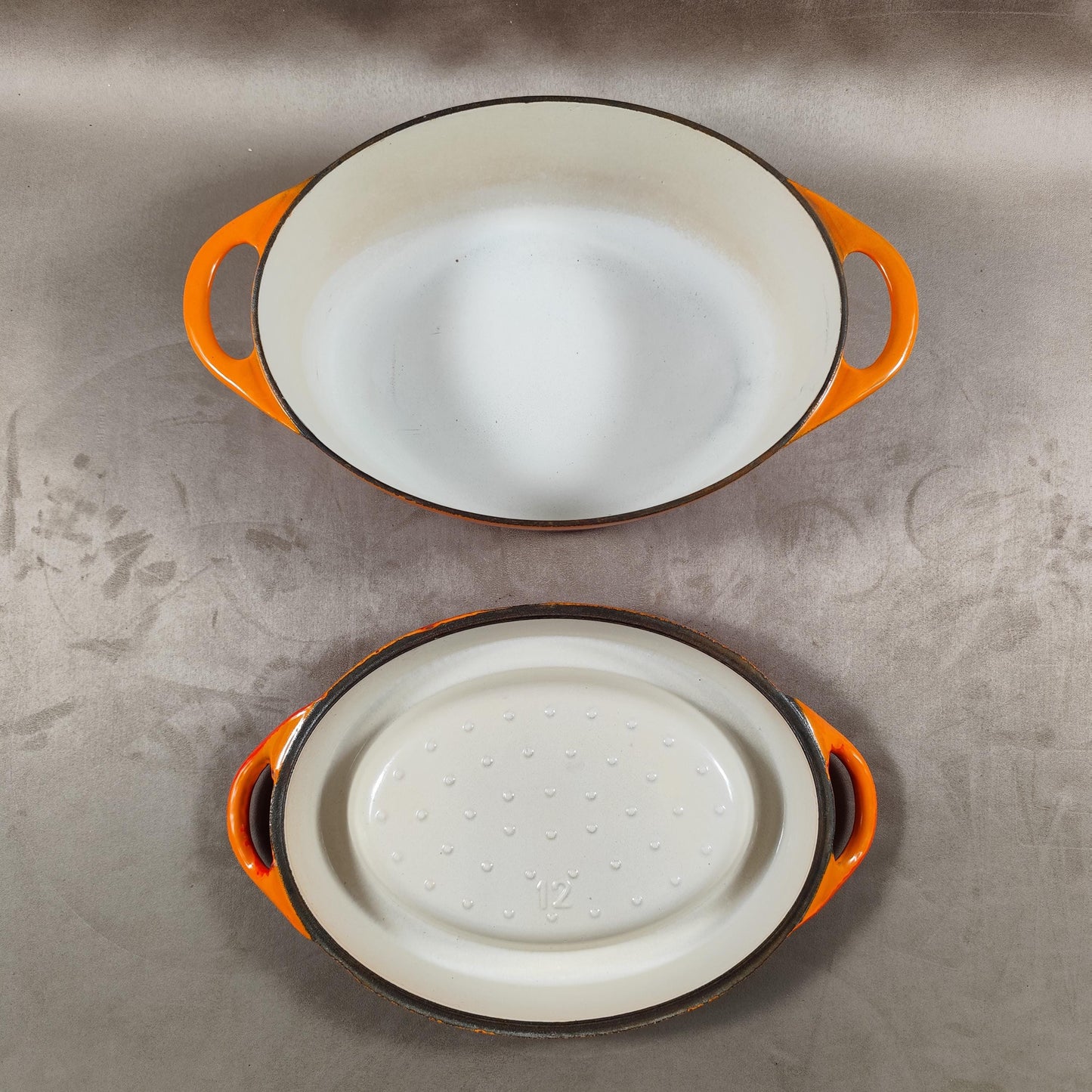 Cocotte DOUFEU en fonte émaillée orange Made in France Vintage 1970