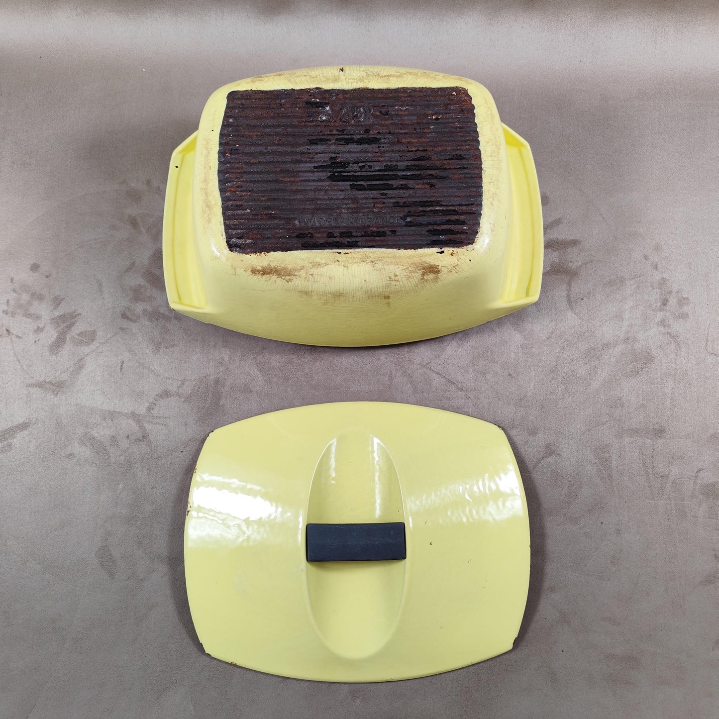 RARE La Coquelle by Raymond Loewy fonte émaillée jaune Made in France Vintage 1960