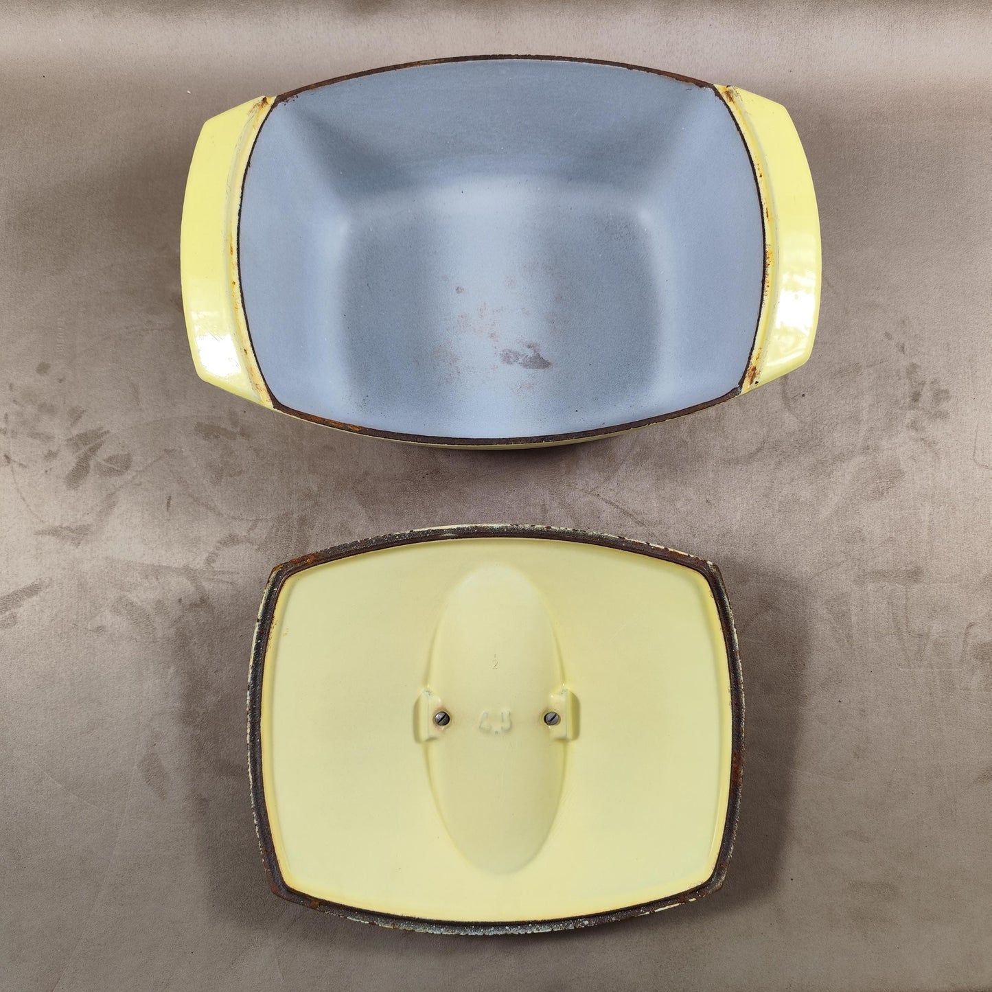 RARE La Coquelle by Raymond Loewy fonte émaillée jaune Made in France Vintage 1960