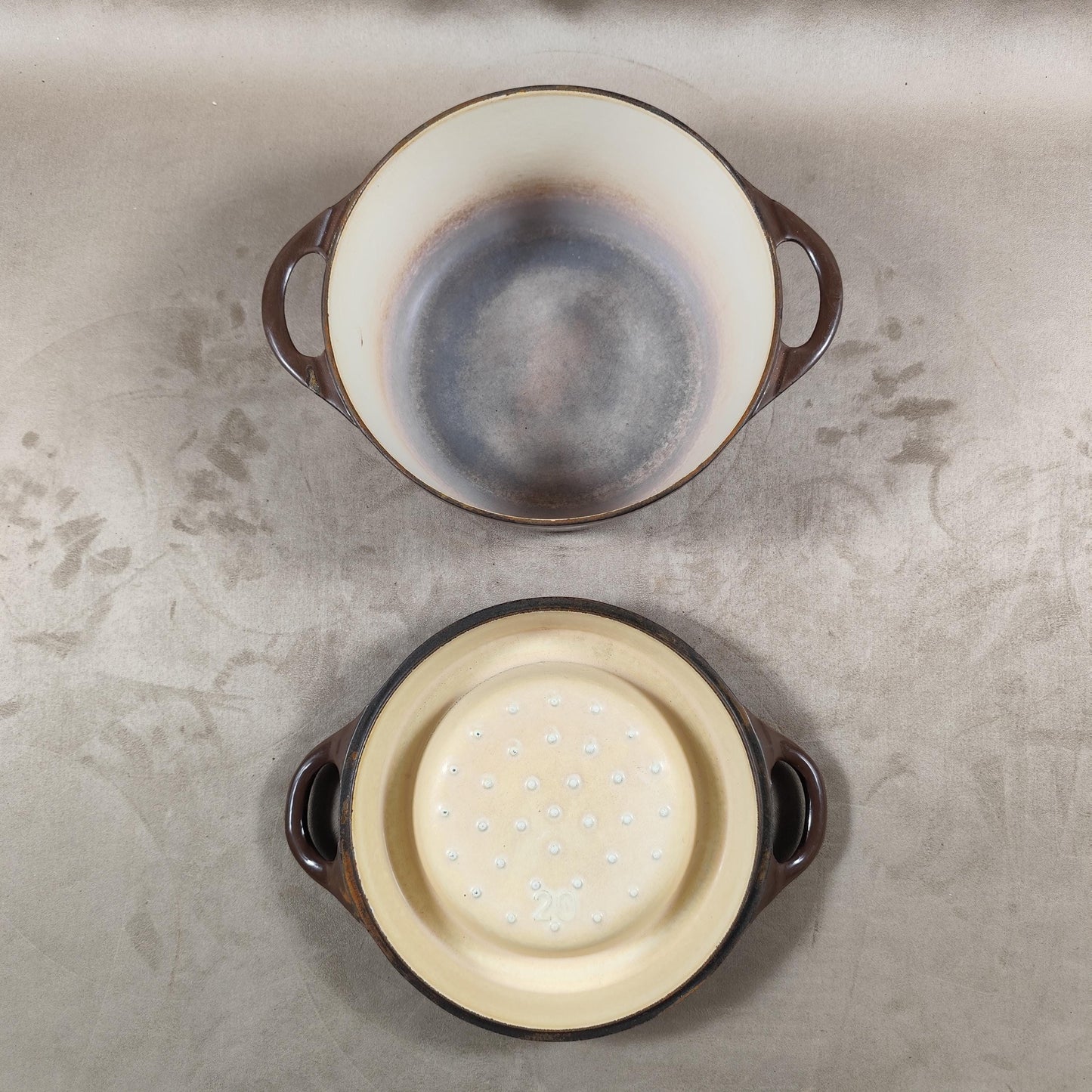 Cocotte DOUFEU COUSANCES en fonte émaillée marron Made in France Vintage 1970