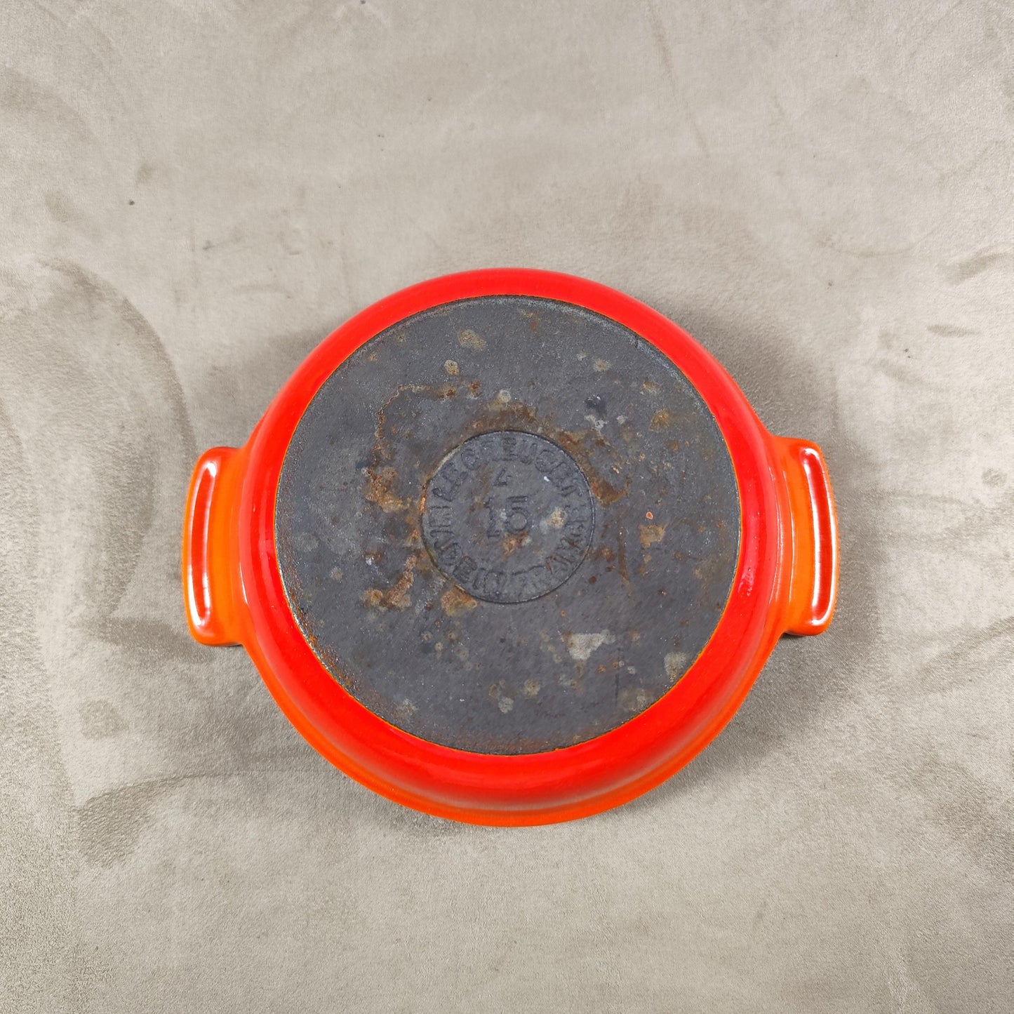 Plat LE CREUSET en fonte émaillée orange Made in France Vintage 1970