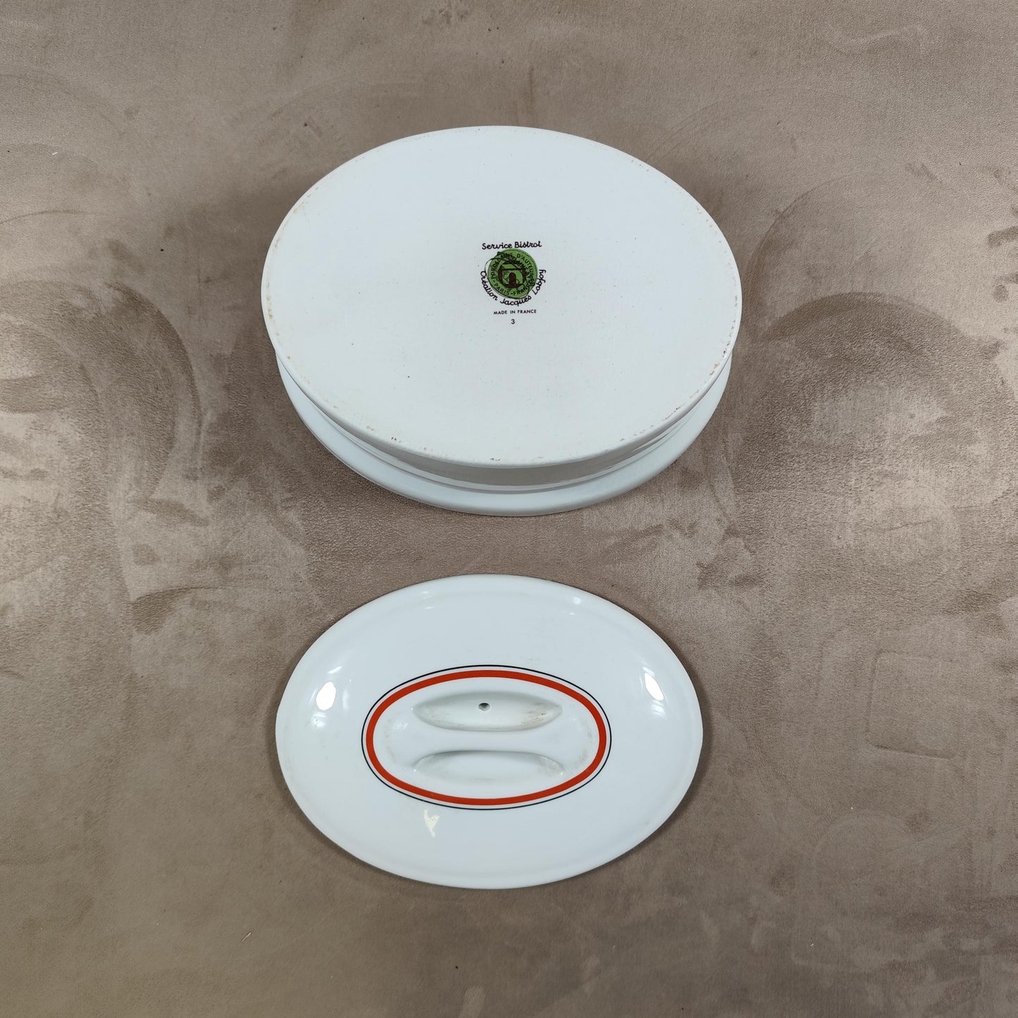 Plat à Terrine en porcelaine d'Auteuil ligne bistrot création Jacques Lobjoy Made in France Vintage 1970