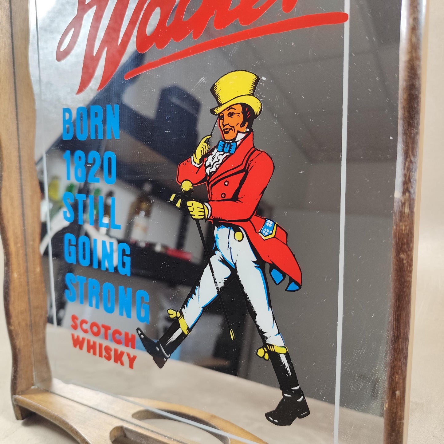 Plateau de Service Miroir Whisky Johnnie Walker Made in France Vintage 1970