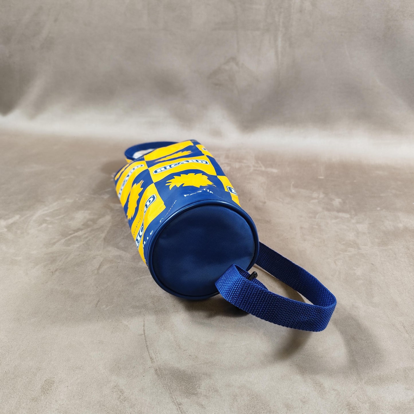 Etui pour bouteille RICARD en tissu bleu et jaune Made in France Vintage 1980