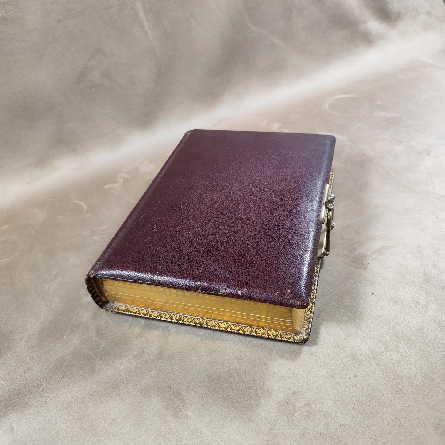 RARE Magnifique album photo en cuir marron et métal Made in France Vintage 1890