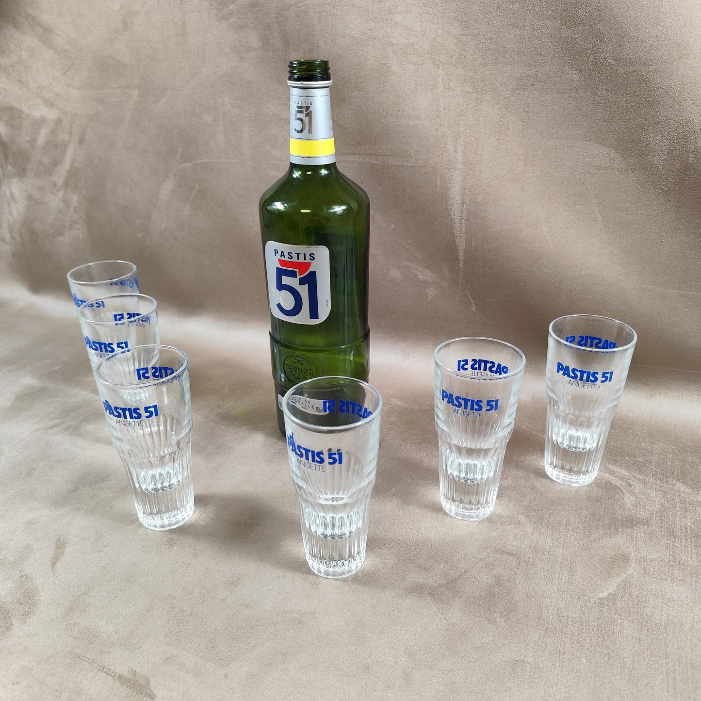 Lot de 6 verres Pastis 51 Anisette Made in France Vintage 1970