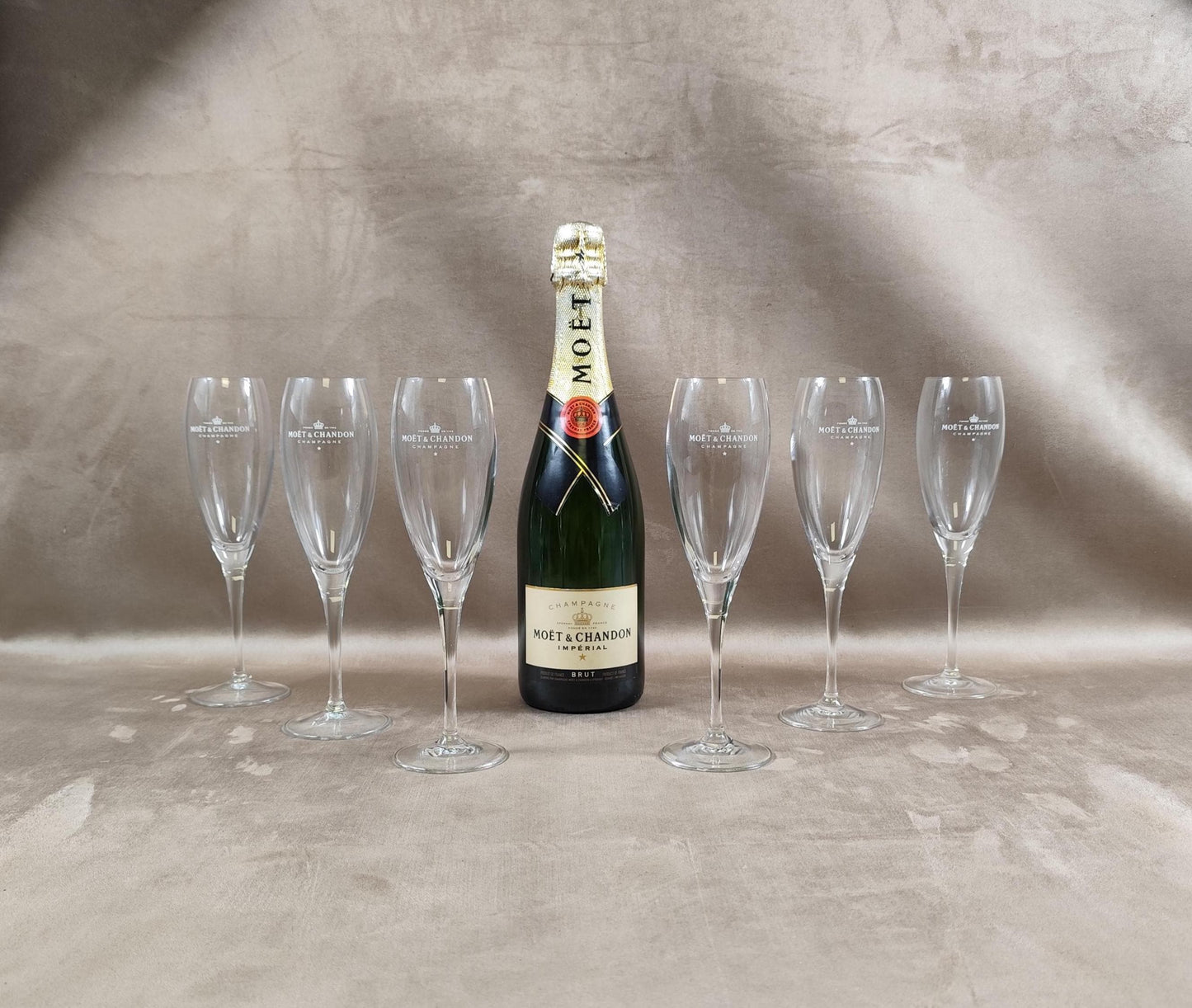 Lot de 6 flutes à Champagne Moet & Chandon en cristal Made in France Vintage 1980