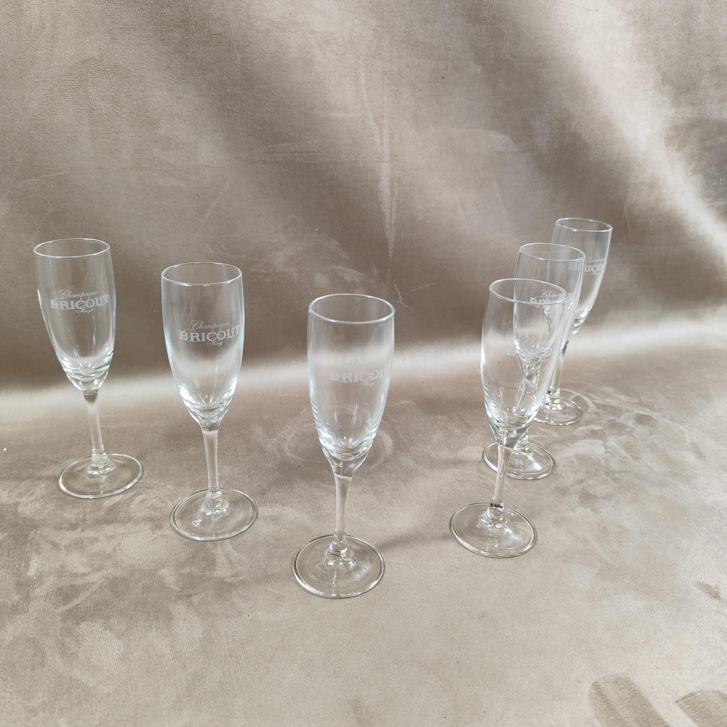 Lot de 6 flutes Champagne Bricout Made in France Vintage 1970