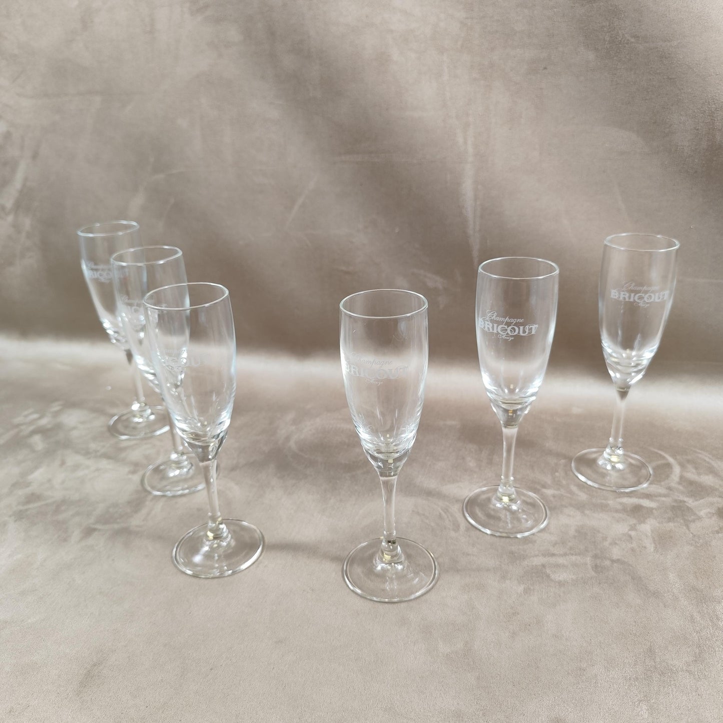 Lot de 6 flutes Champagne Bricout Made in France Vintage 1970