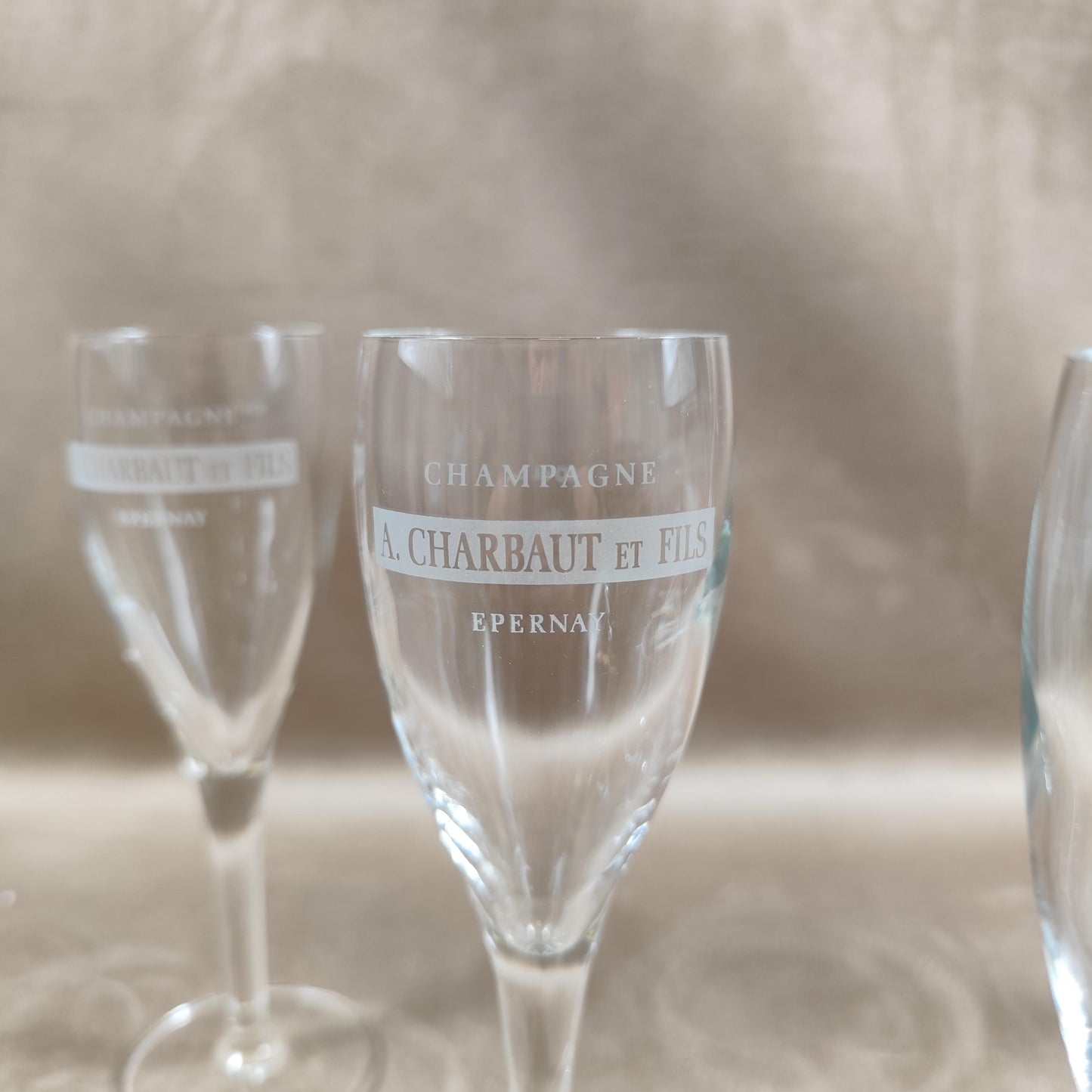 Lot de 6 flutes Champagne A.Charbaut en cristal vintage Made in France 1970