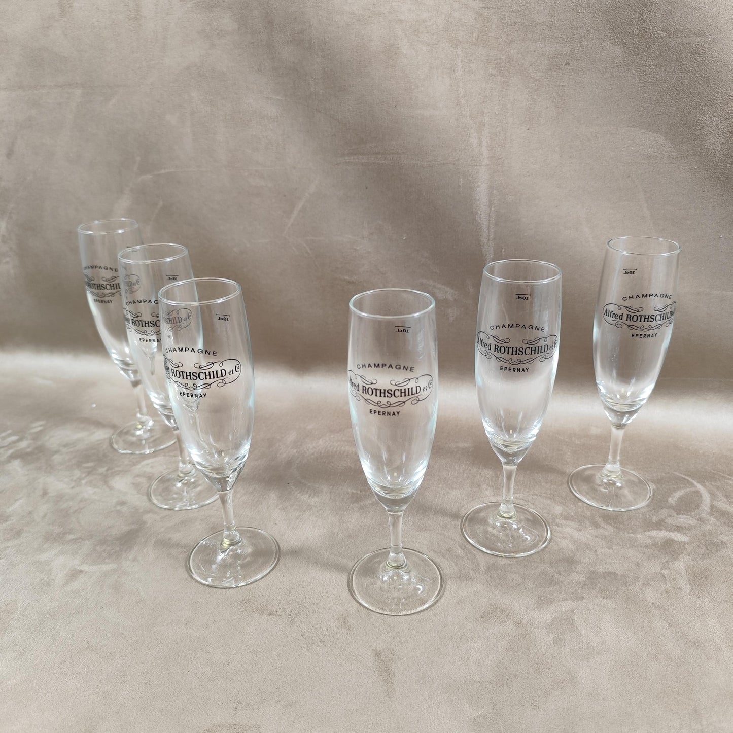 Lot de 6 flutes Champagne Alfred Rothschild en verre vintage Made in France 1980