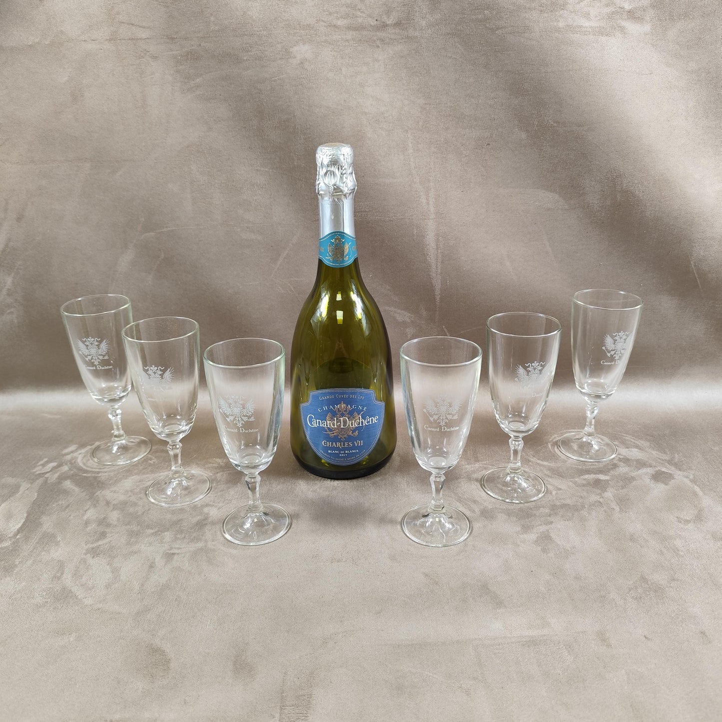 Lot de 6 flutes Champagne Canard Duchêne Made in France Vintage 1970