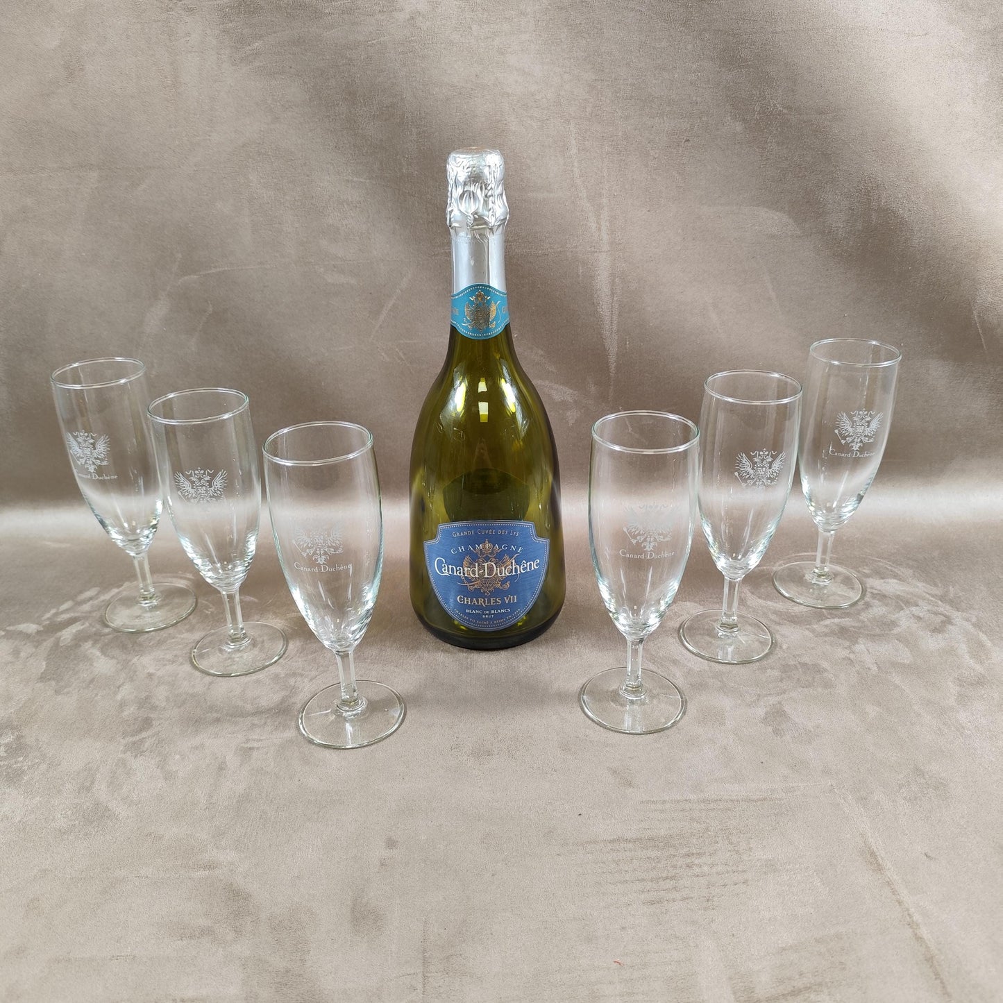 Lot de 6 flûtes Champagne Canard-Duchêne Made in France Vintage 1970