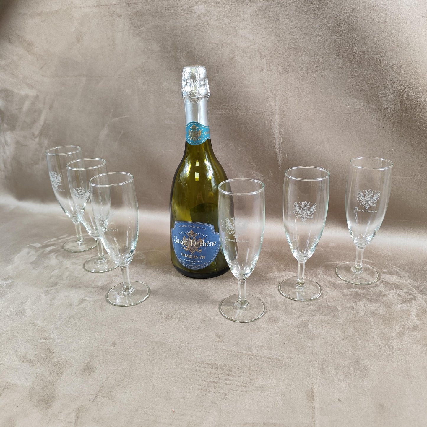 Lot de 6 flûtes Champagne Canard-Duchêne Made in France Vintage 1970
