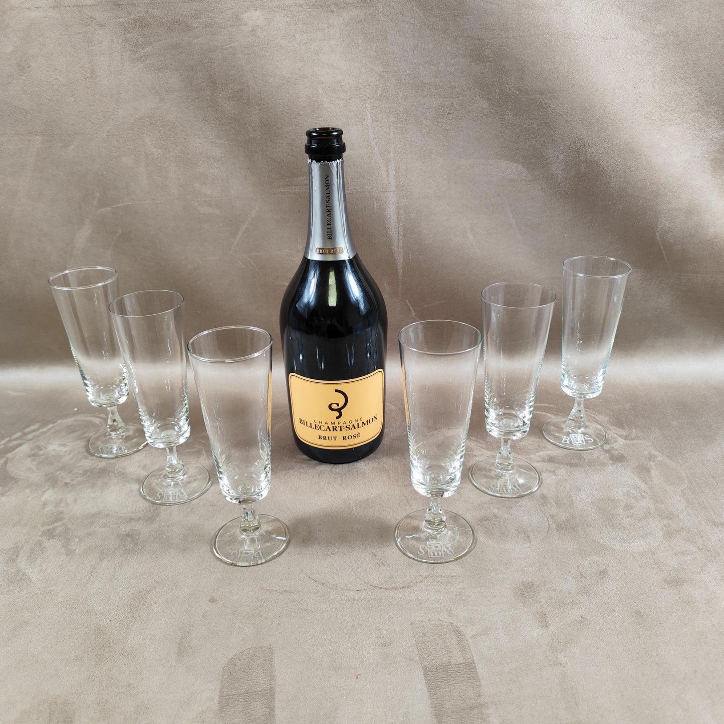 Lot de 6 flutes à Champagne Billecart Salmon Made in France Vintage 1980