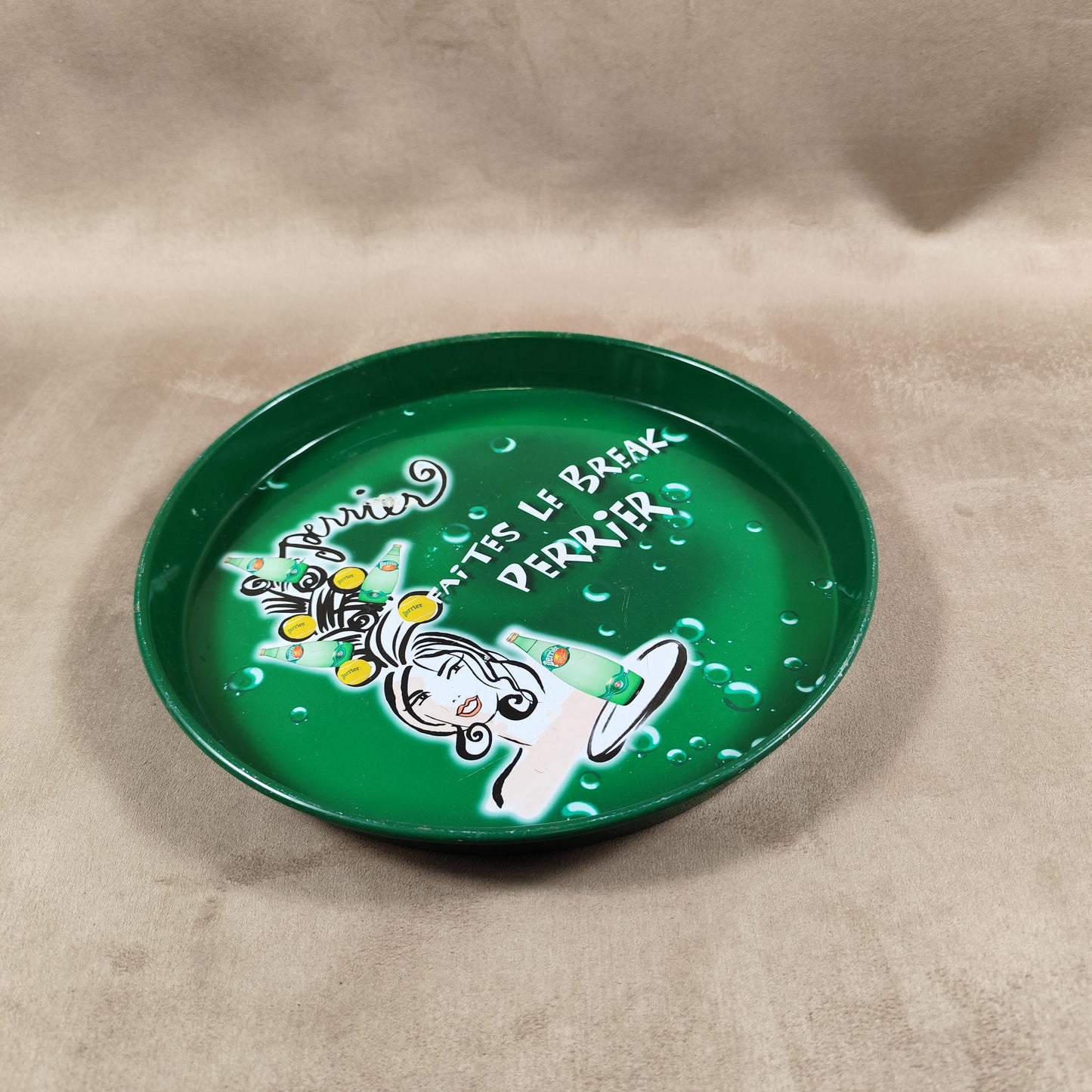 Plateau de Service en métal Perrier eau gazeuse Made in France Vintage 1980