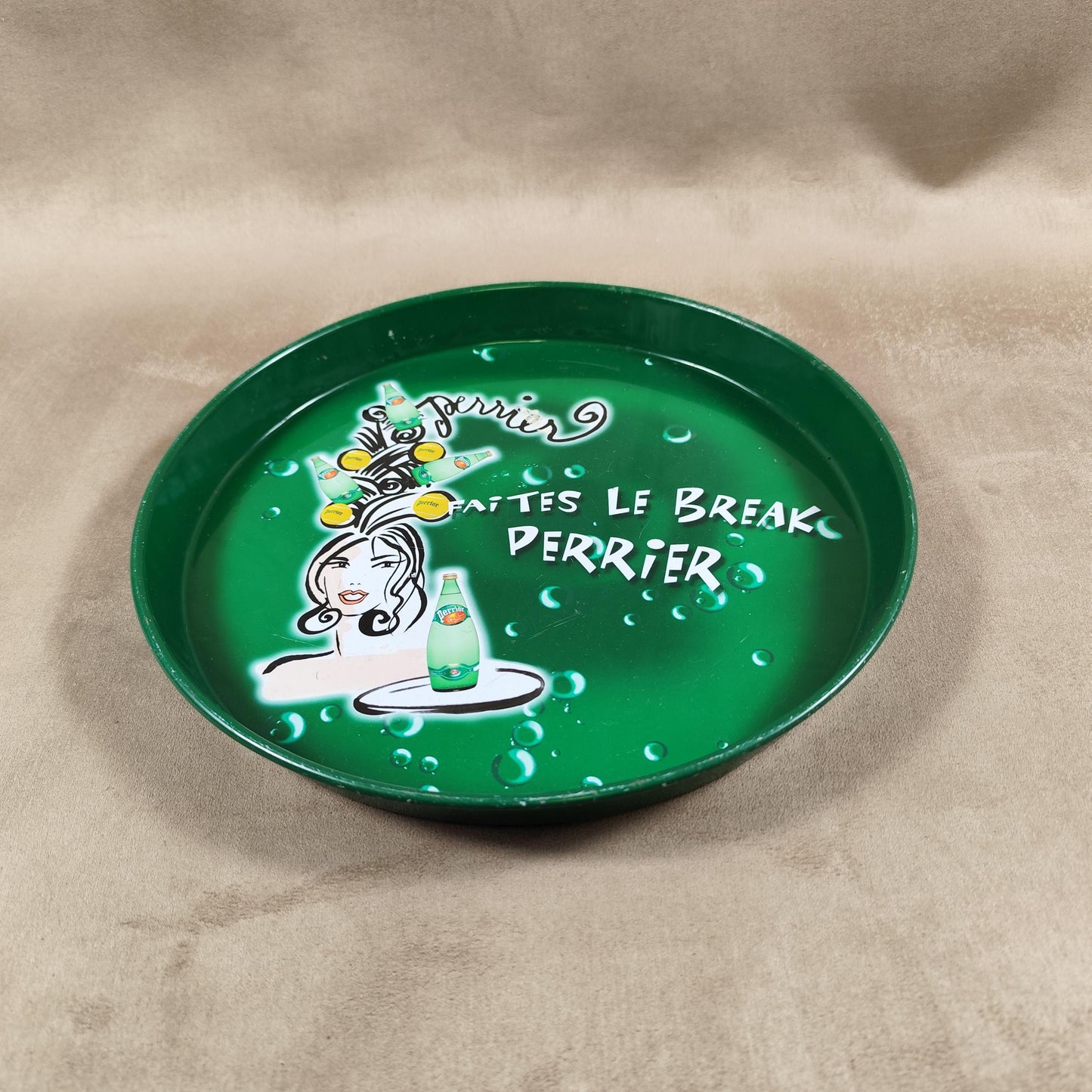 Plateau de Service en métal Perrier eau gazeuse Made in France Vintage 1980