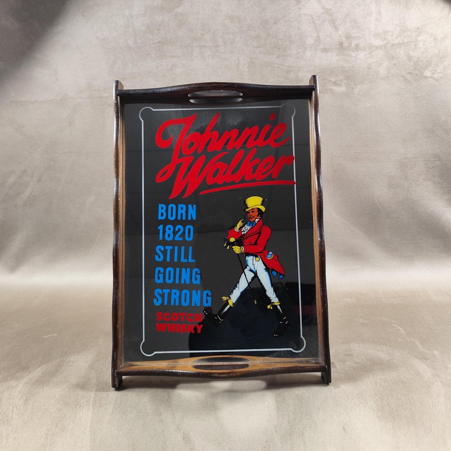 Plateau de Service Miroir Whisky Johnnie Walker Made in France Vintage 1970